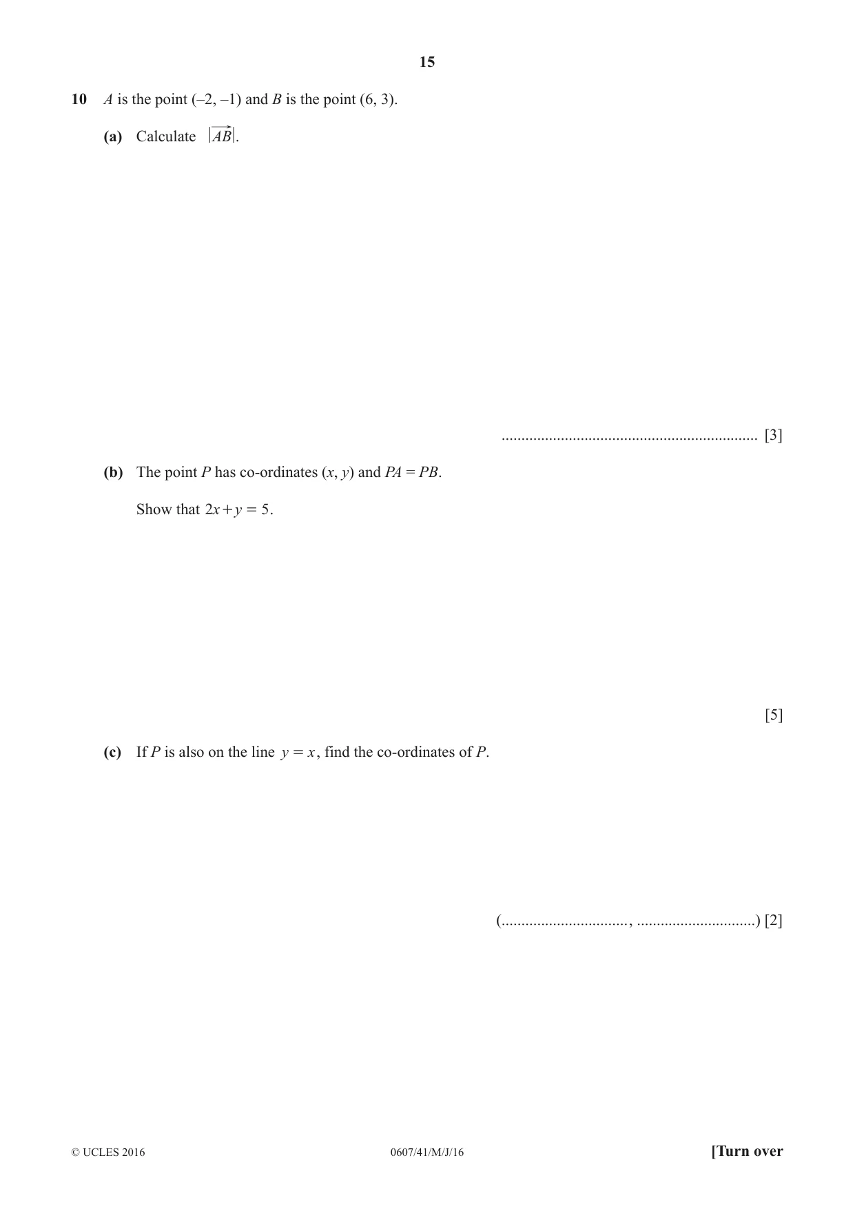 Cambridge IGCSE Mathematics - International 0607 2016 May/June Paper 4 · Variant 1 question paper, page 15 of 20