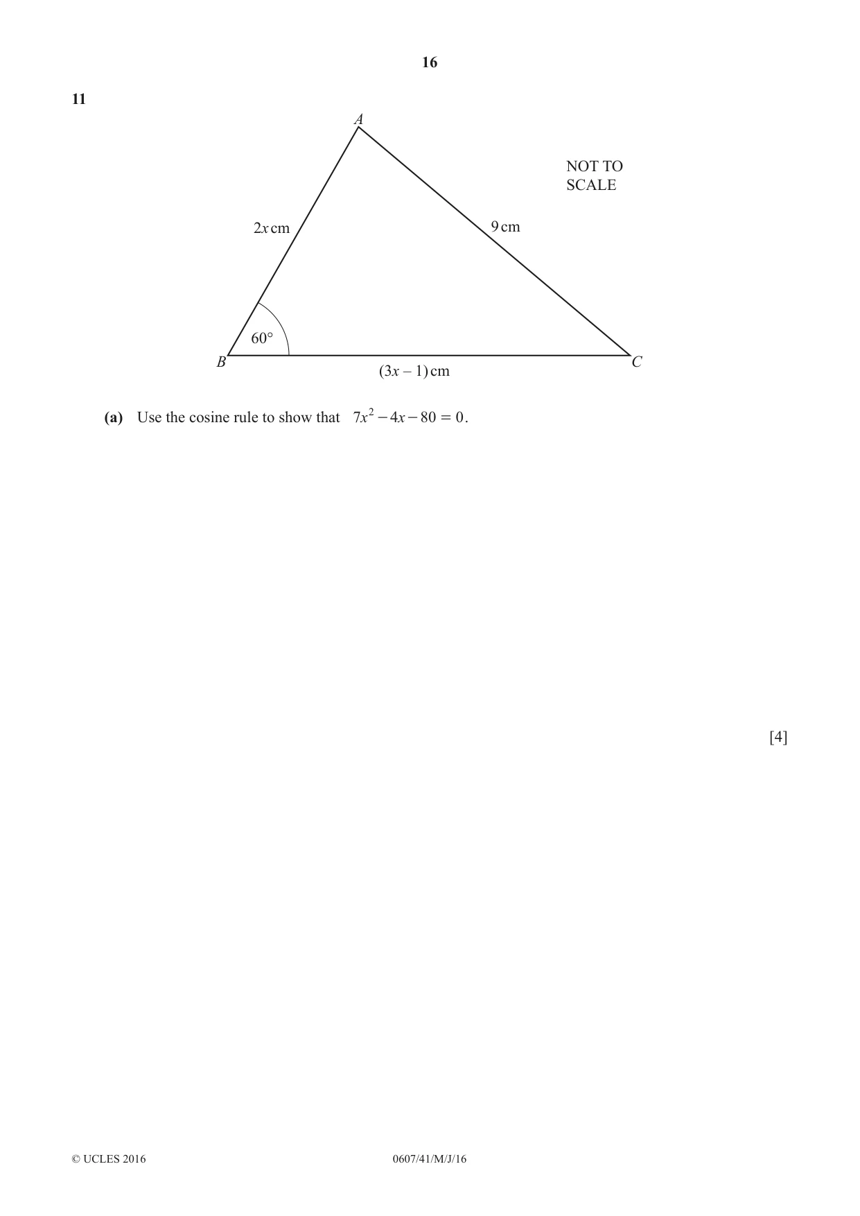 Cambridge IGCSE Mathematics - International 0607 2016 May/June Paper 4 · Variant 1 question paper, page 16 of 20
