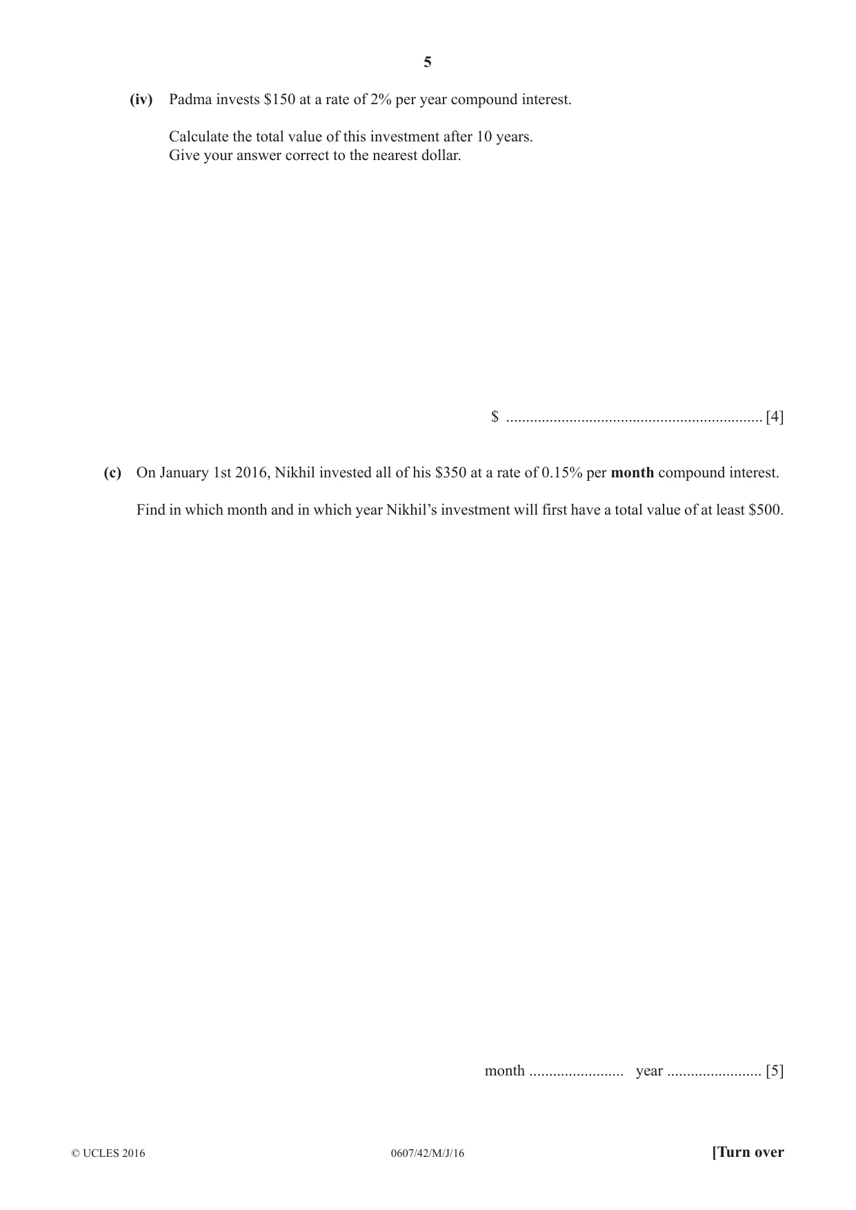 Cambridge IGCSE Mathematics - International 0607 2016 May/June Paper 4 · Variant 2 question paper, page 5 of 16