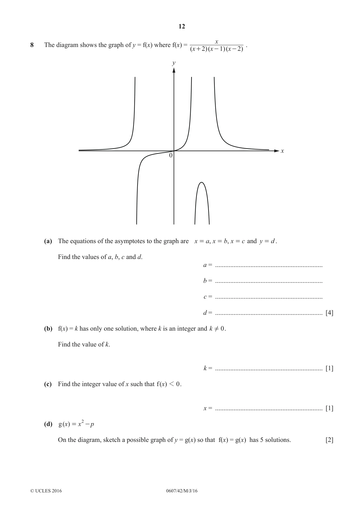 Cambridge IGCSE Mathematics - International 0607 2016 May/June Paper 4 · Variant 2 question paper, page 12 of 16