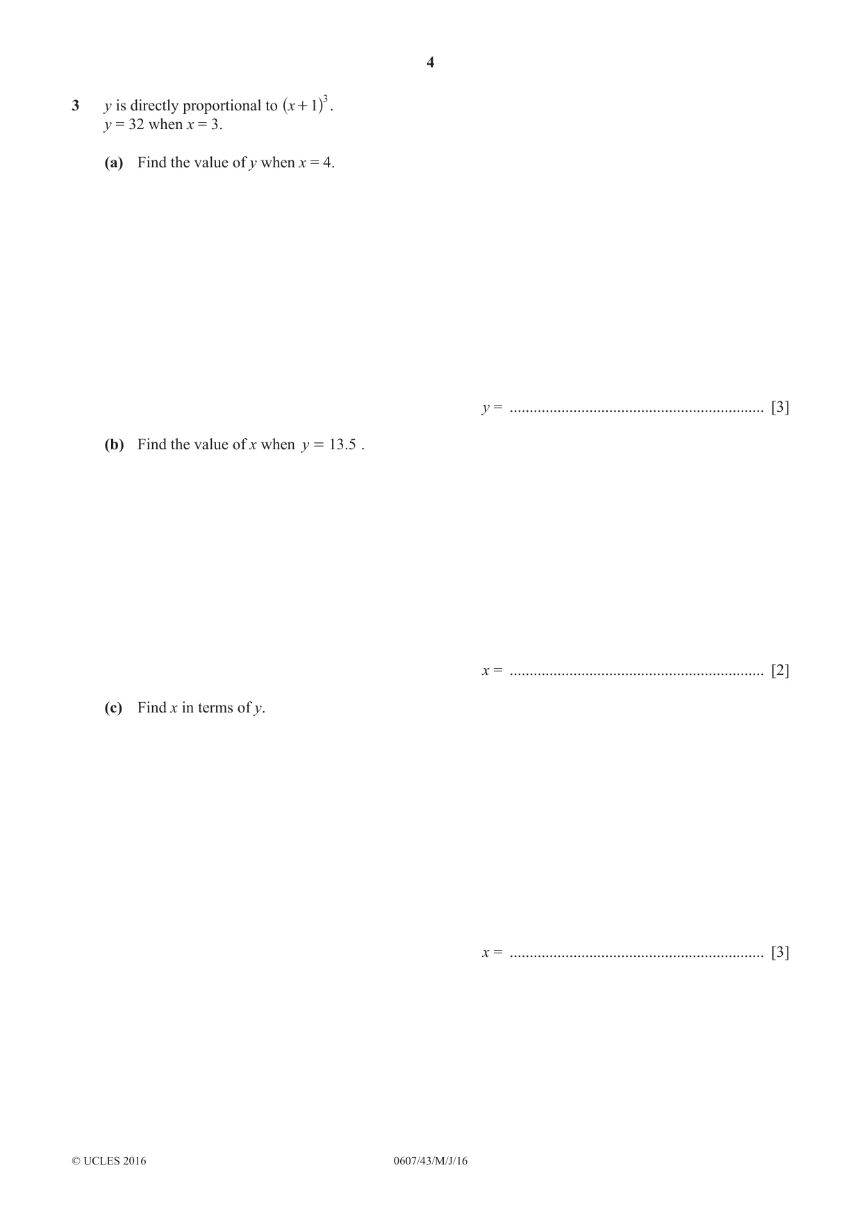 Cambridge IGCSE Mathematics - International 0607 2016 May/June Paper 4 · Variant 3 question paper, page 4 of 20