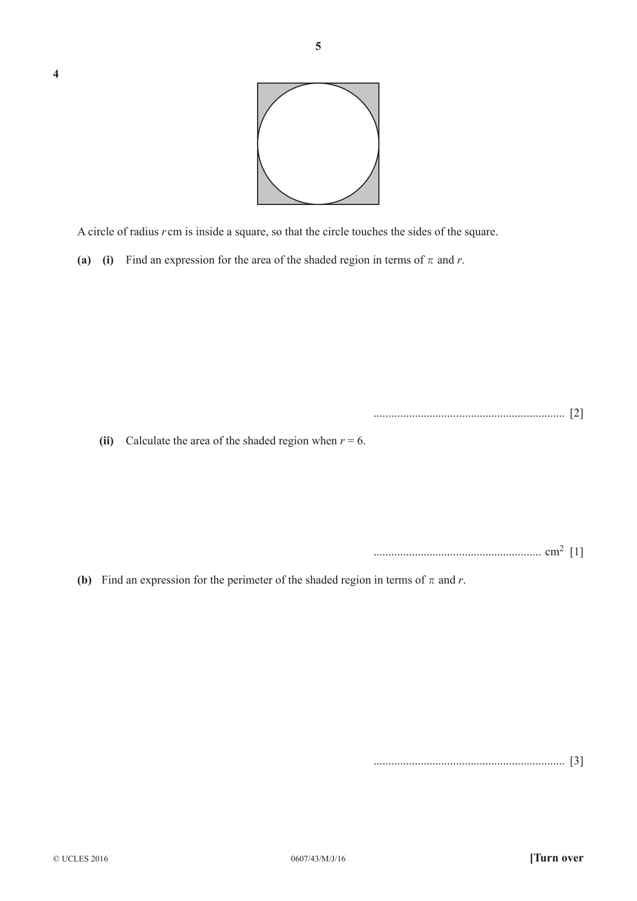 Cambridge IGCSE Mathematics - International 0607 2016 May/June Paper 4 · Variant 3 question paper, page 5 of 20