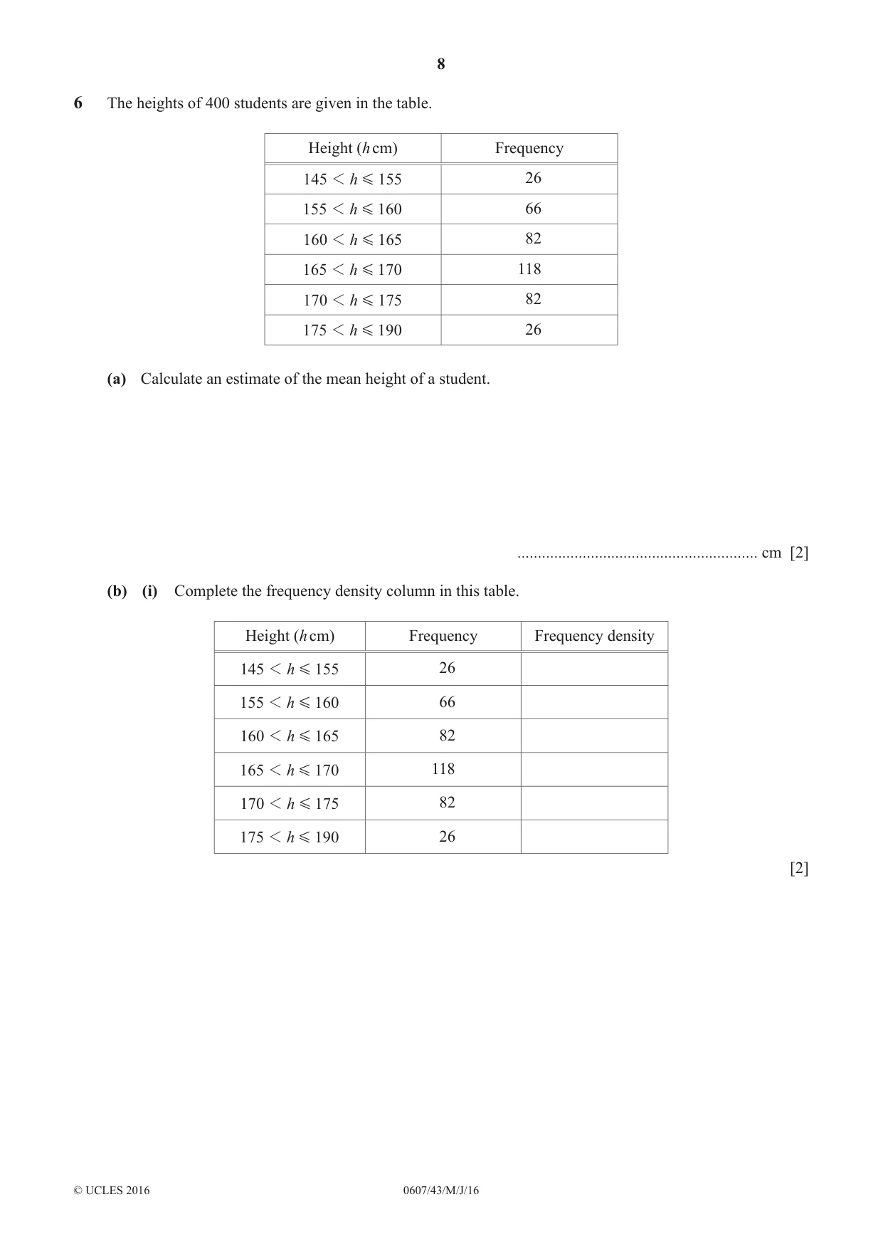 Cambridge IGCSE Mathematics - International 0607 2016 May/June Paper 4 · Variant 3 question paper, page 8 of 20