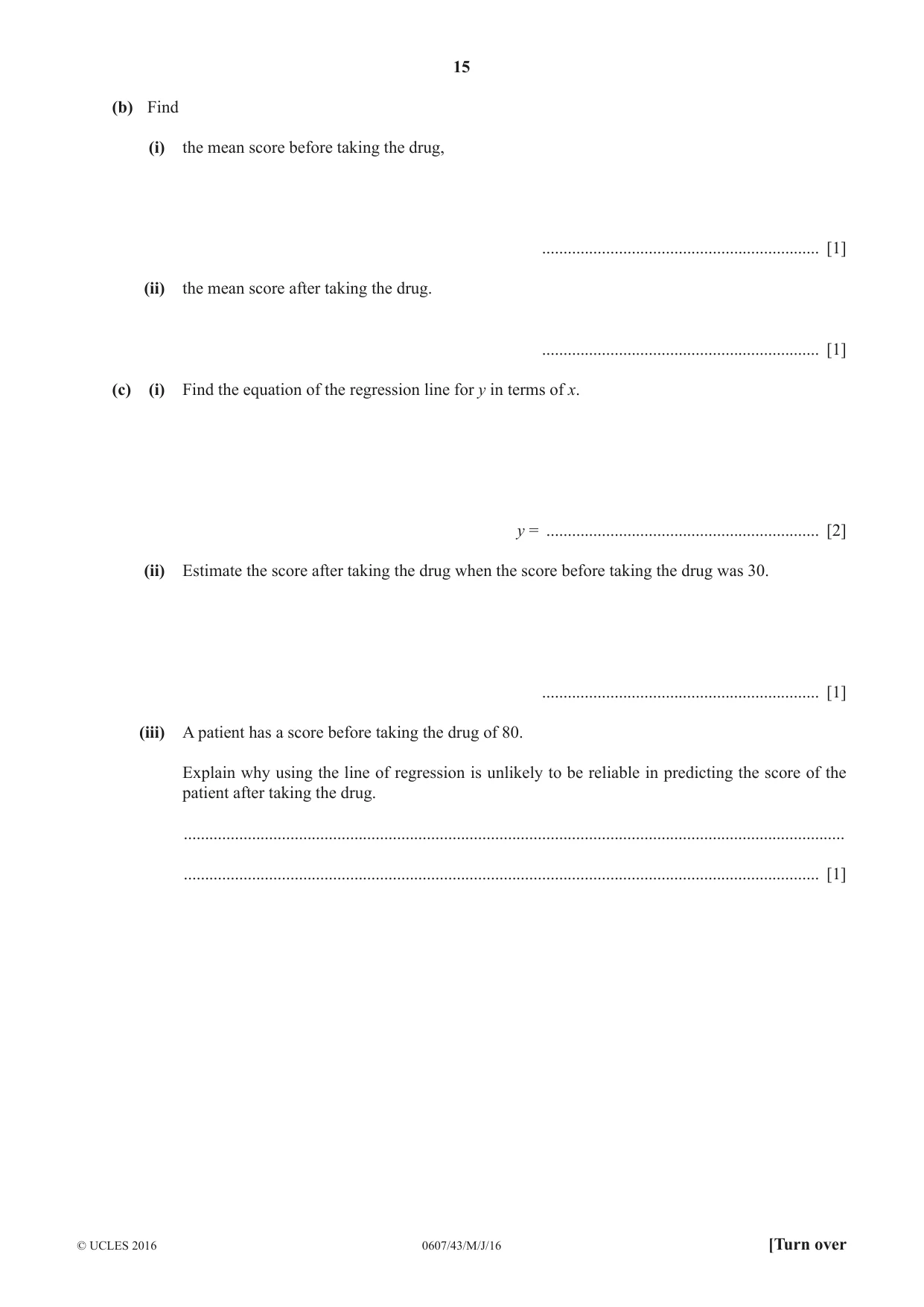 Cambridge IGCSE Mathematics - International 0607 2016 May/June Paper 4 · Variant 3 question paper, page 15 of 20