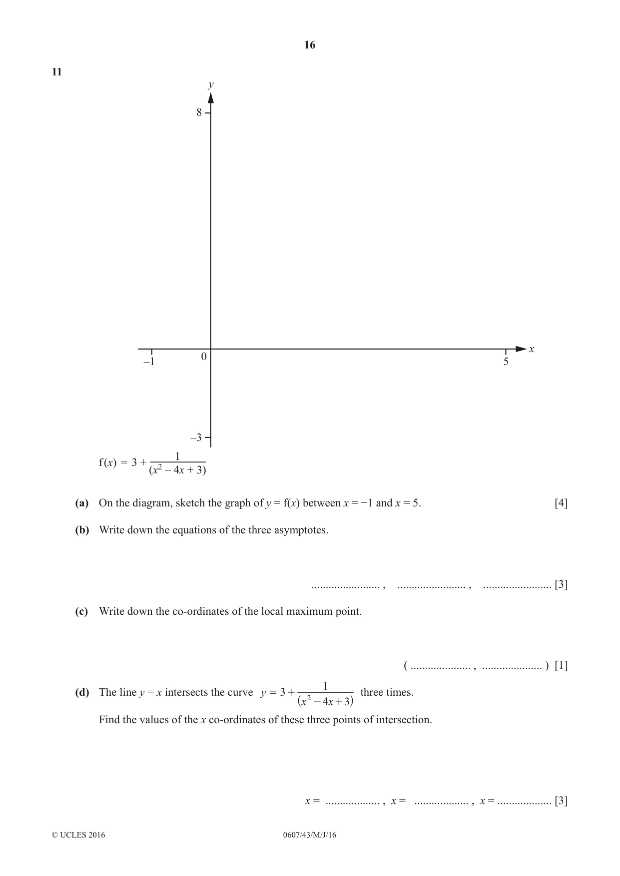 Cambridge IGCSE Mathematics - International 0607 2016 May/June Paper 4 · Variant 3 question paper, page 16 of 20