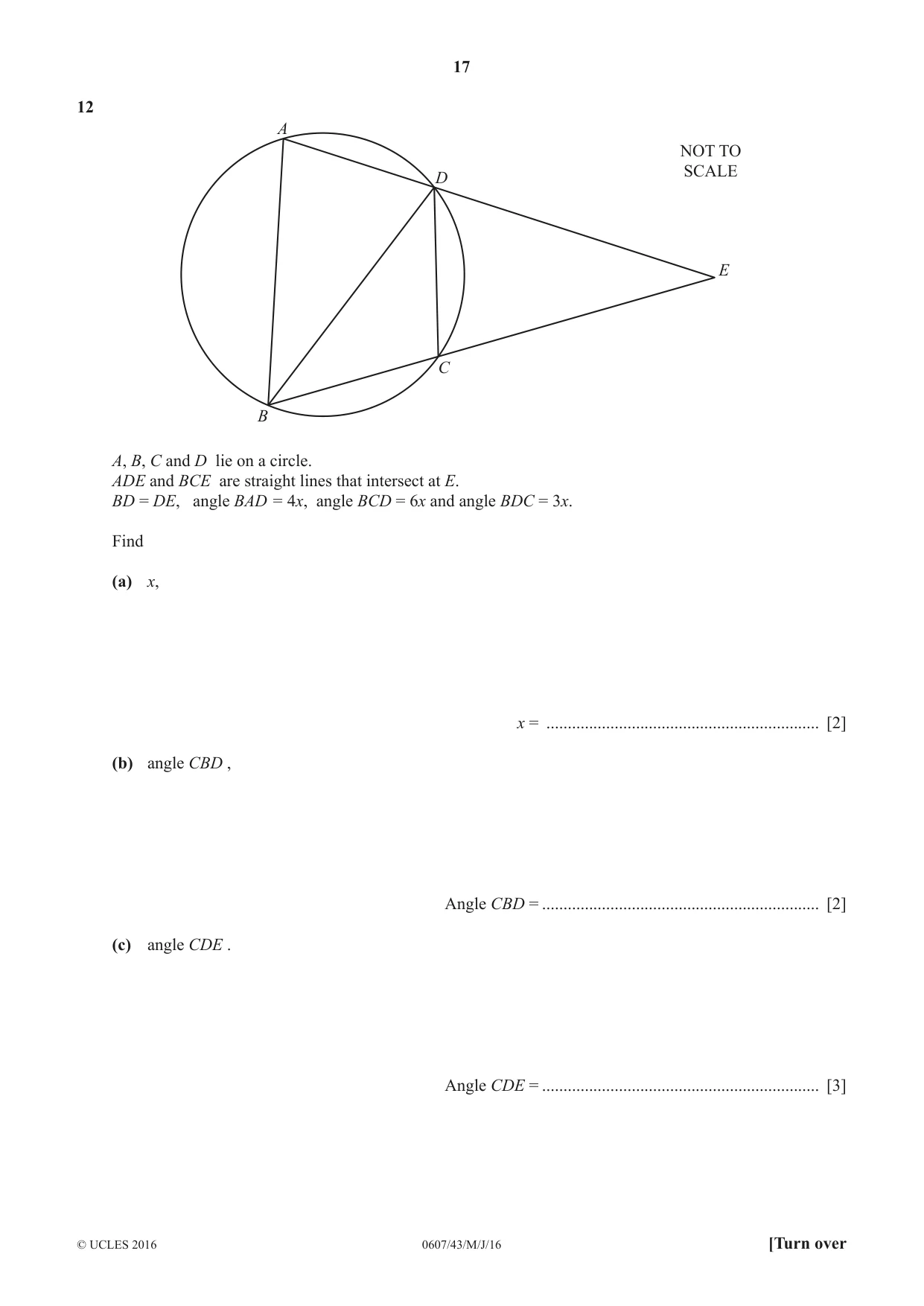 Cambridge IGCSE Mathematics - International 0607 2016 May/June Paper 4 · Variant 3 question paper, page 17 of 20