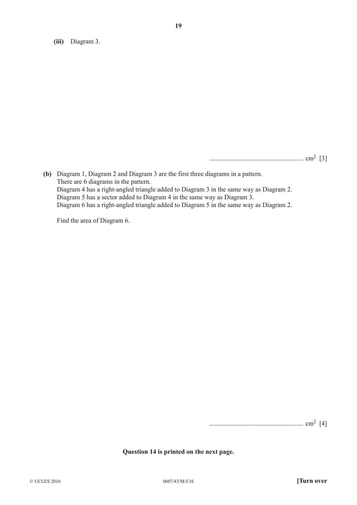 Cambridge IGCSE Mathematics - International 0607 2016 May/June Paper 4 · Variant 3 question paper, page 19 of 20