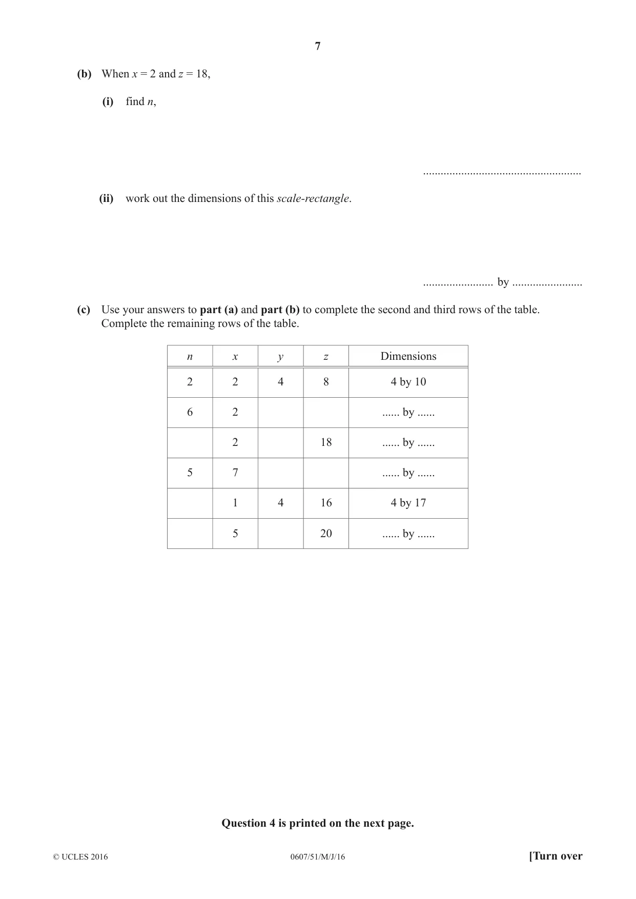 Cambridge IGCSE Mathematics - International 0607 2016 May/June Paper 5 · Variant 1 question paper, page 7 of 8