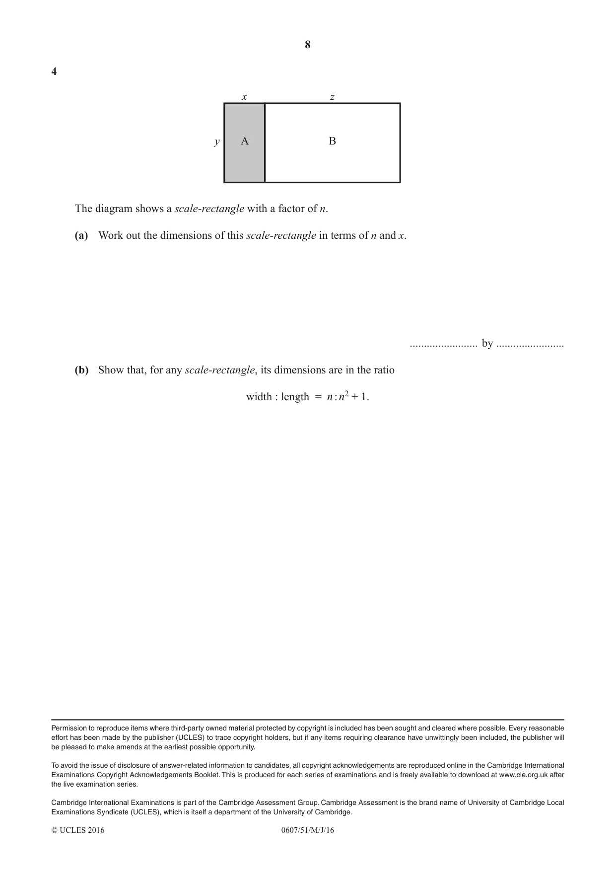 Cambridge IGCSE Mathematics - International 0607 2016 May/June Paper 5 · Variant 1 question paper, page 8 of 8