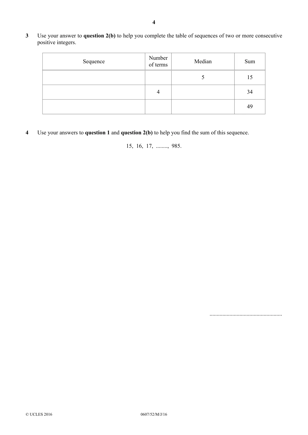 Cambridge IGCSE Mathematics - International 0607 2016 May/June Paper 5 · Variant 2 question paper, page 4 of 8