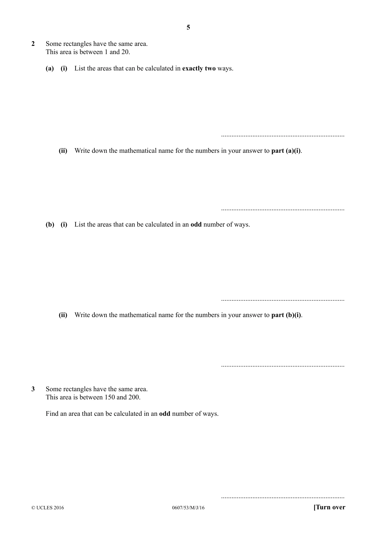 Cambridge IGCSE Mathematics - International 0607 2016 May/June Paper 5 · Variant 3 question paper, page 5 of 8