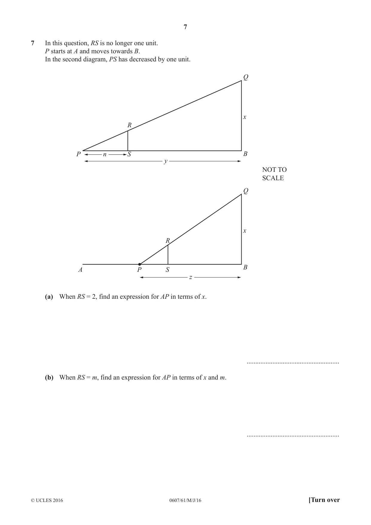 Cambridge IGCSE Mathematics - International 0607 2016 May/June Paper 6 · Variant 1 question paper, page 7 of 12