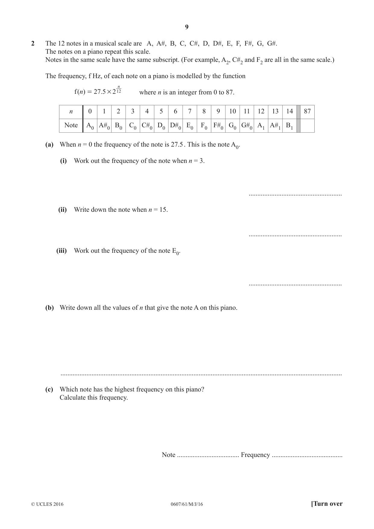 Cambridge IGCSE Mathematics - International 0607 2016 May/June Paper 6 · Variant 1 question paper, page 9 of 12