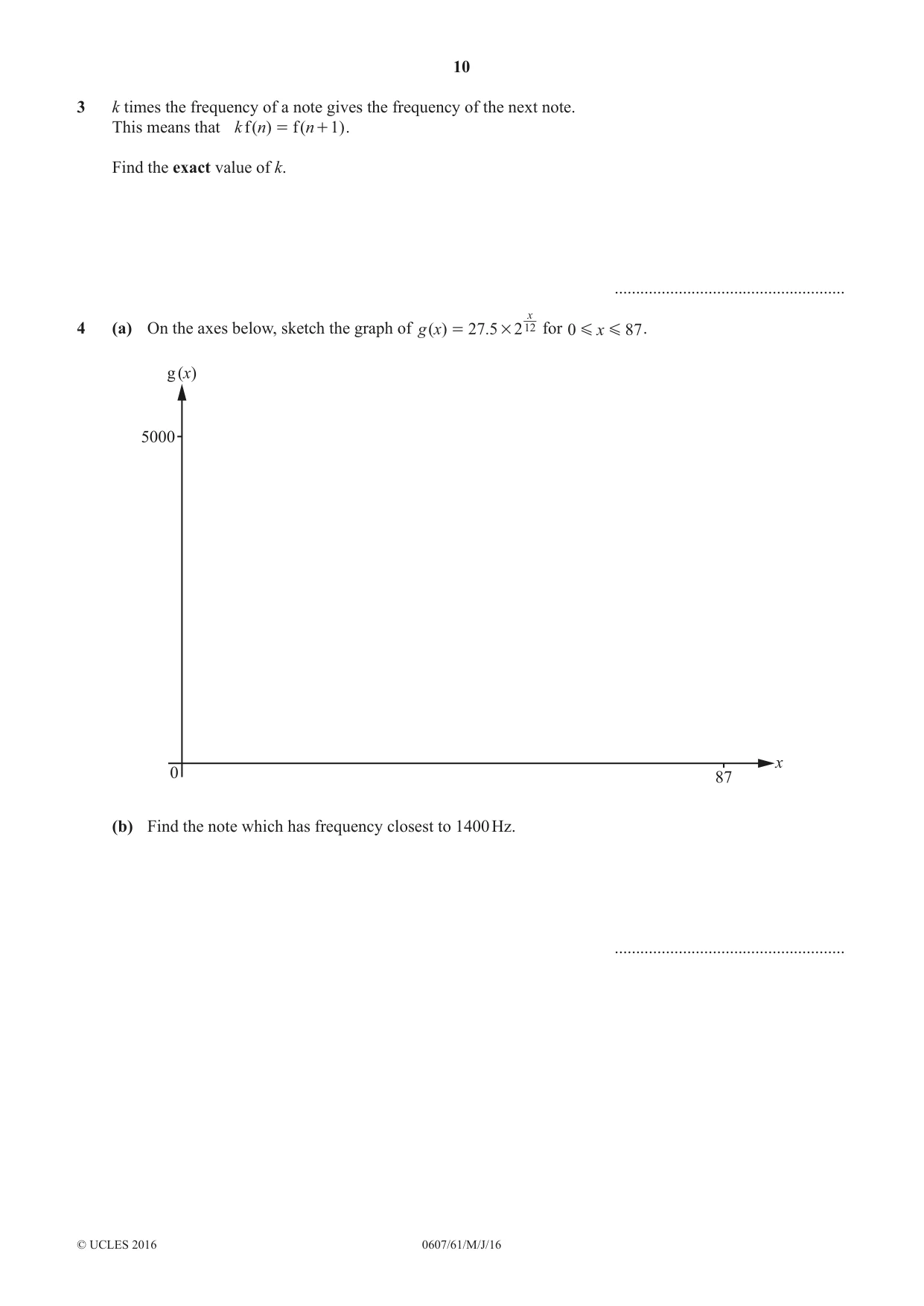 Cambridge IGCSE Mathematics - International 0607 2016 May/June Paper 6 · Variant 1 question paper, page 10 of 12