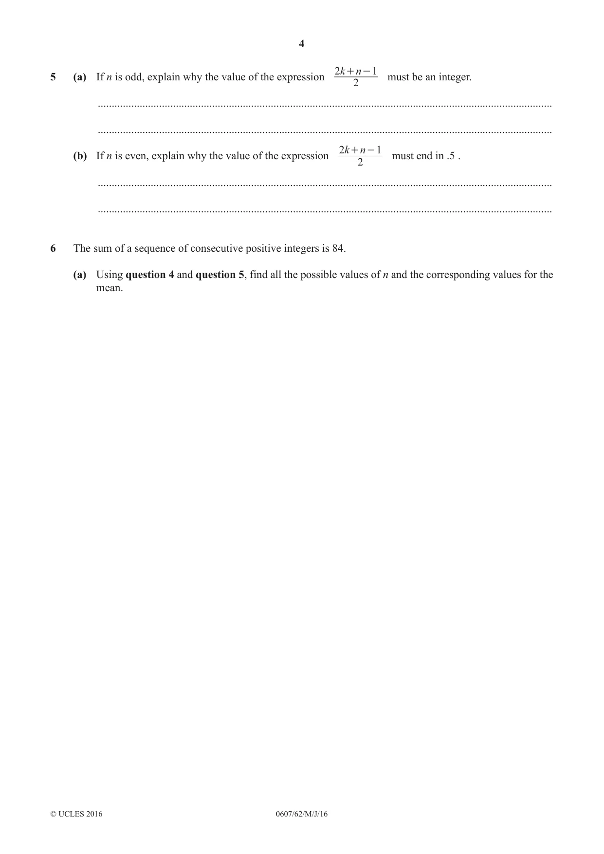 Cambridge IGCSE Mathematics - International 0607 2016 May/June Paper 6 · Variant 2 question paper, page 4 of 12