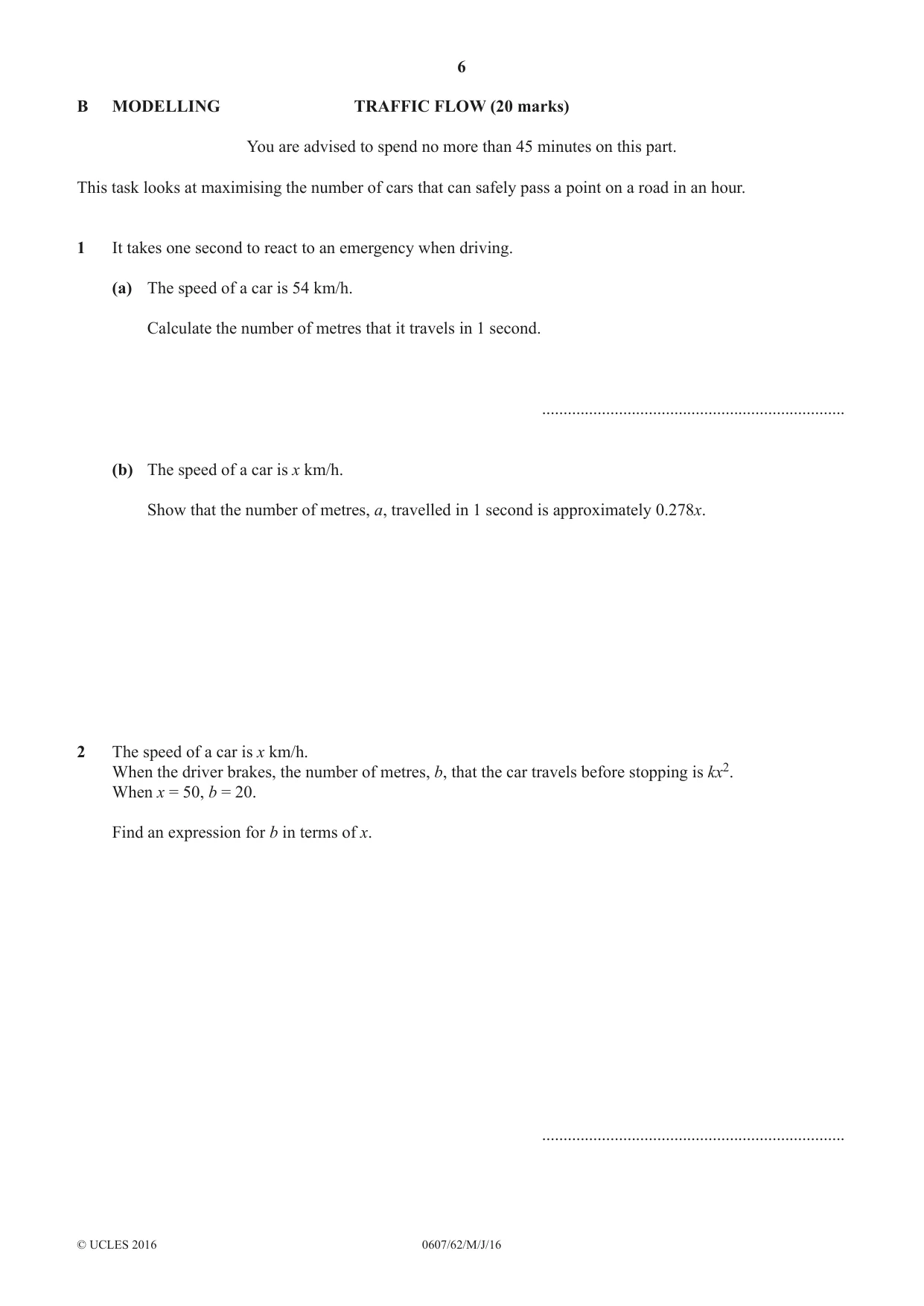 Cambridge IGCSE Mathematics - International 0607 2016 May/June Paper 6 · Variant 2 question paper, page 6 of 12