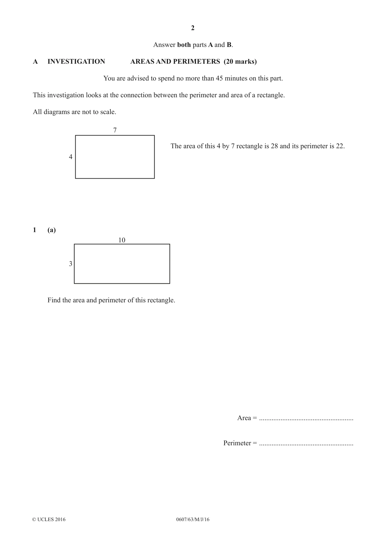 Cambridge IGCSE Mathematics - International 0607 2016 May/June Paper 6 · Variant 3 question paper, page 2 of 12