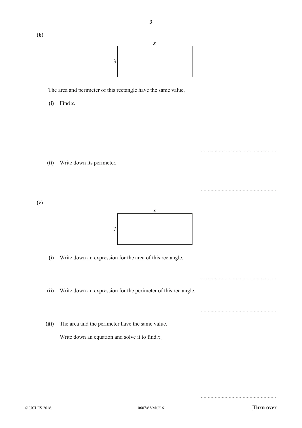 Cambridge IGCSE Mathematics - International 0607 2016 May/June Paper 6 · Variant 3 question paper, page 3 of 12