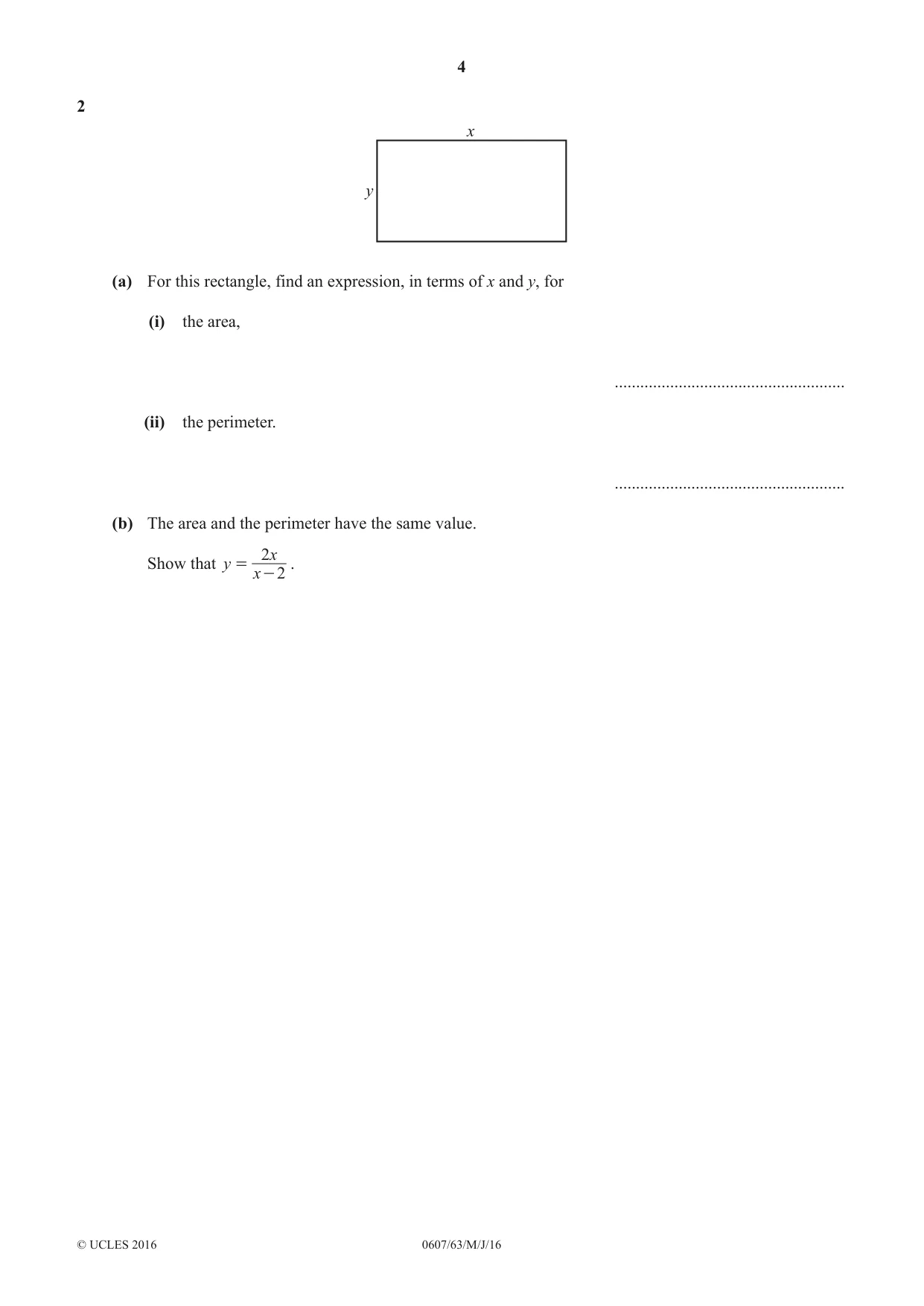 Cambridge IGCSE Mathematics - International 0607 2016 May/June Paper 6 · Variant 3 question paper, page 4 of 12