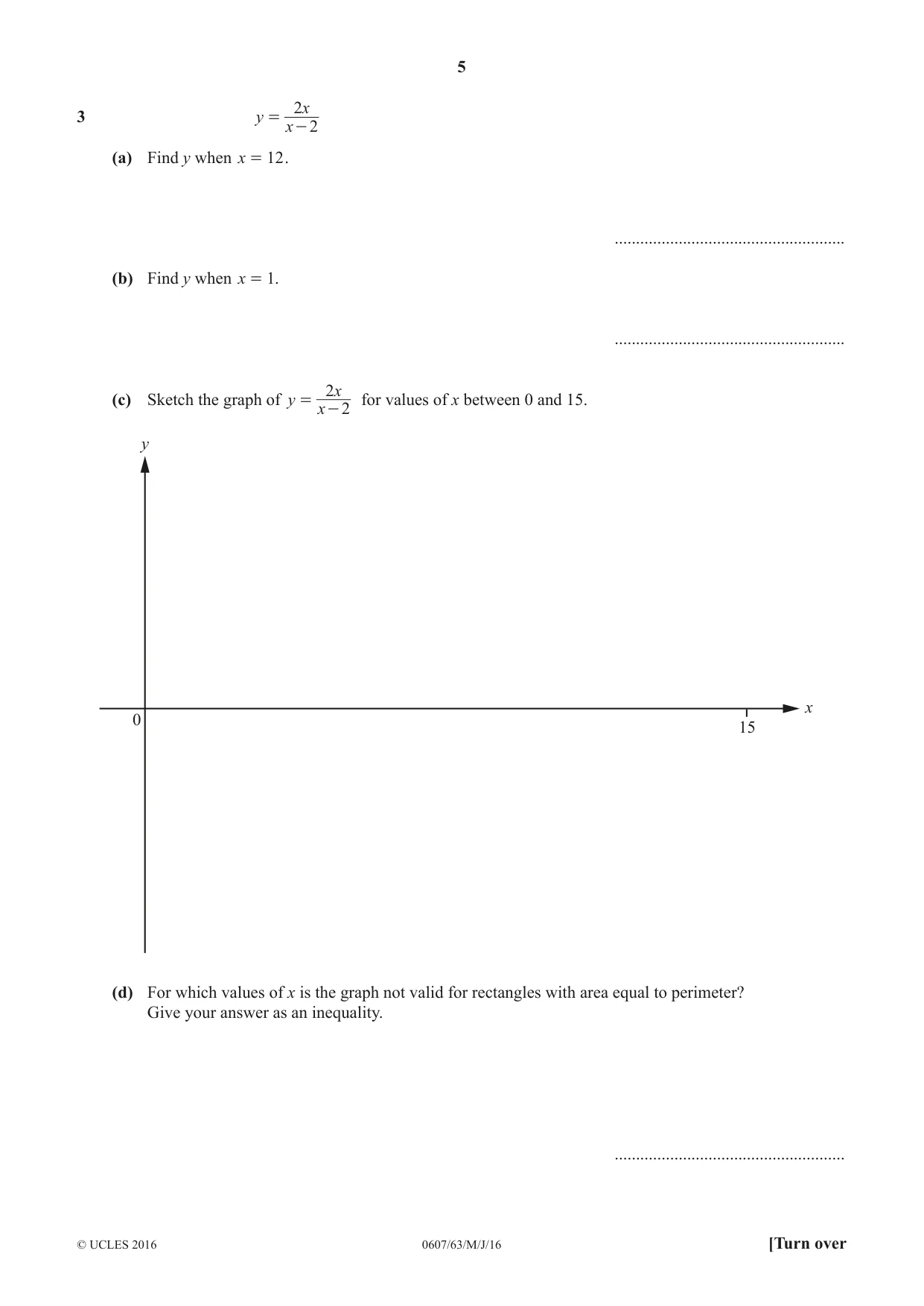 Cambridge IGCSE Mathematics - International 0607 2016 May/June Paper 6 · Variant 3 question paper, page 5 of 12