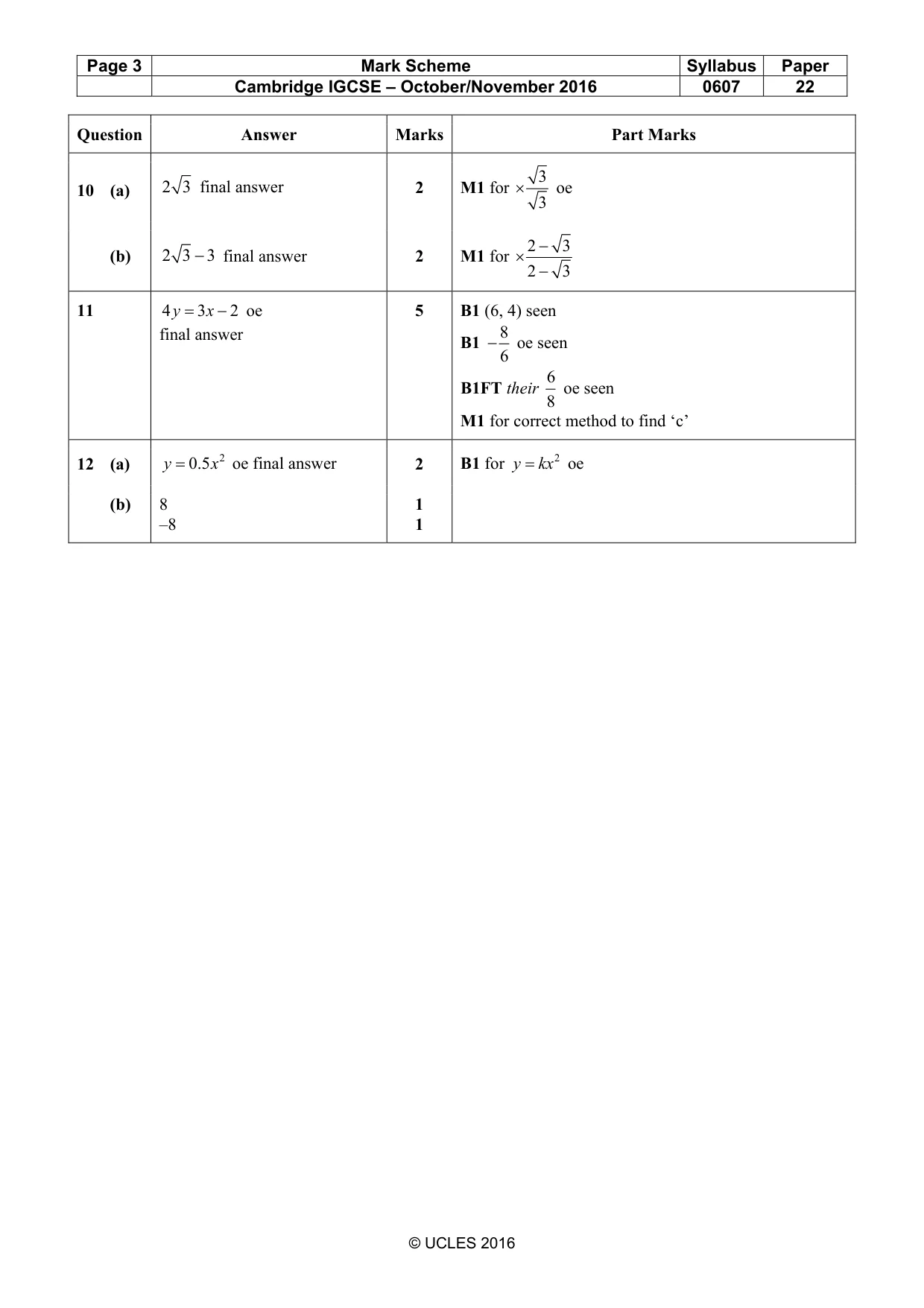 Mark scheme, page 3 of 3