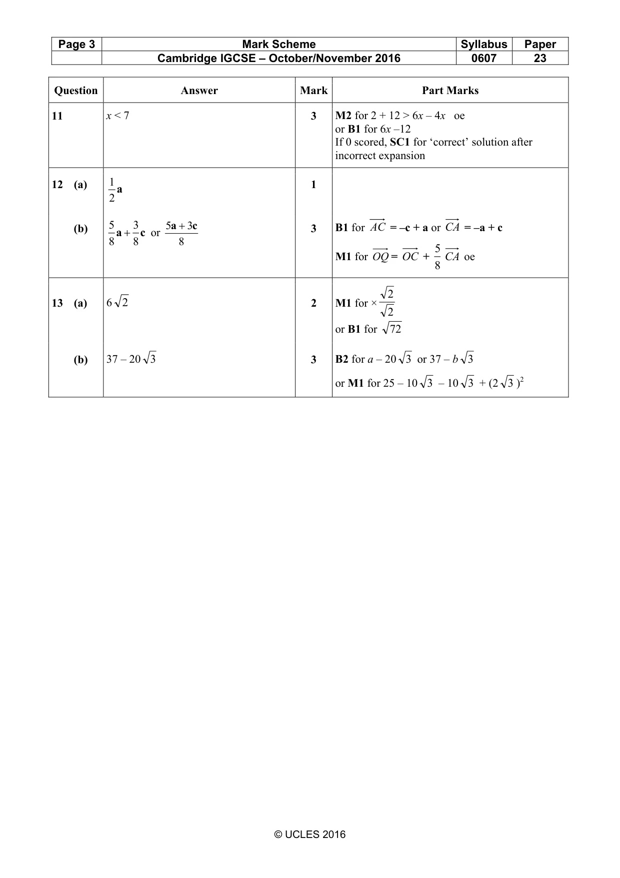 Mark scheme, page 3 of 3