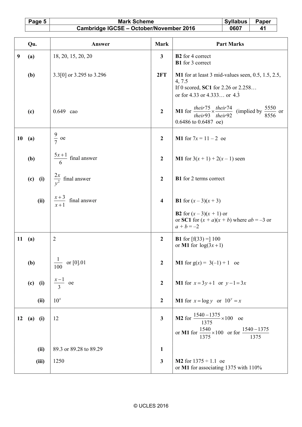 Mark scheme, page 5 of 6