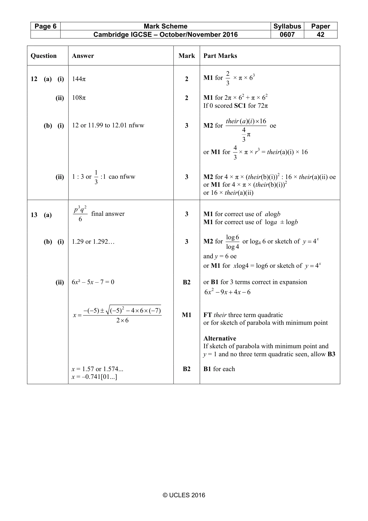 Mark scheme, page 6 of 7