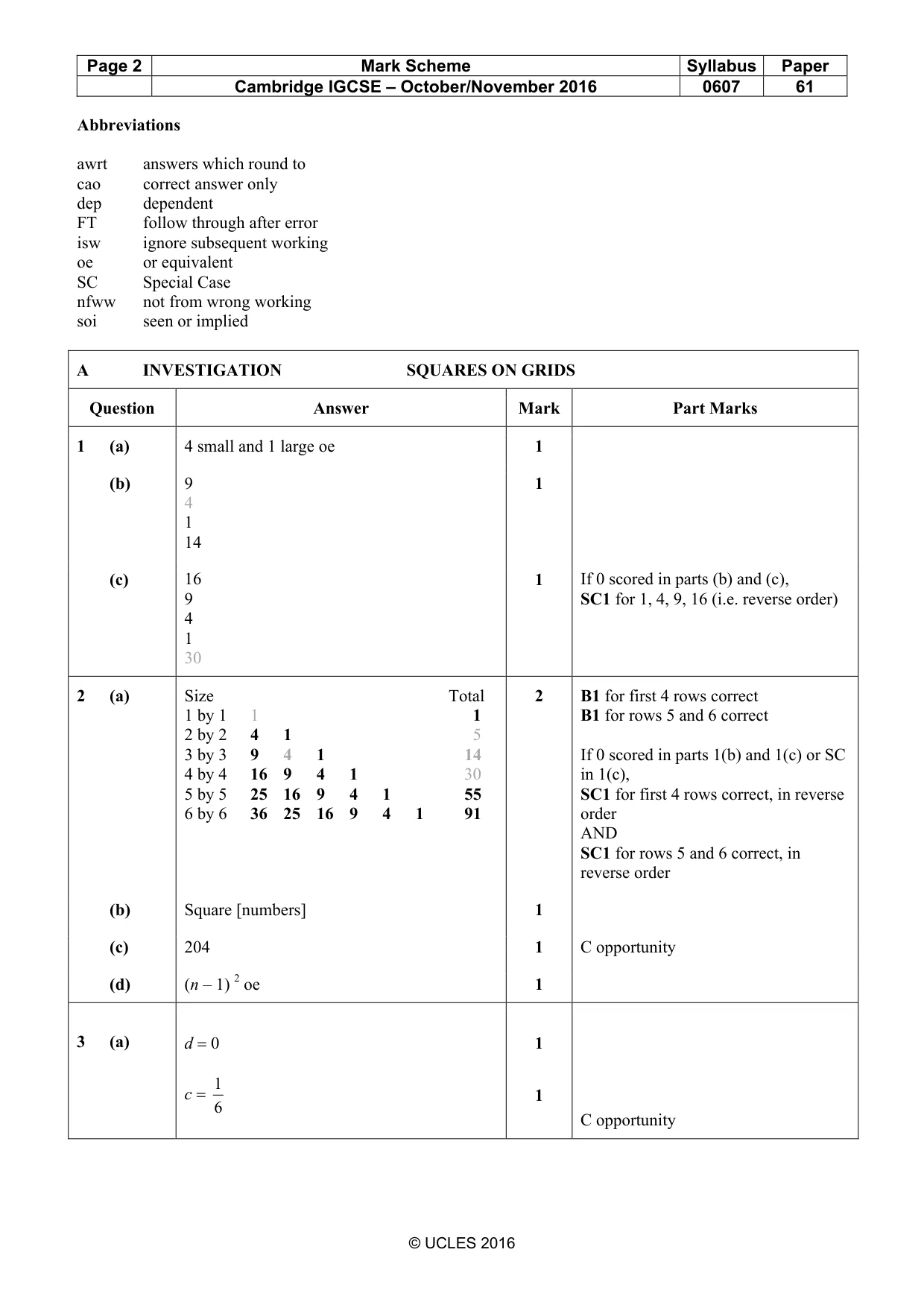 Mark scheme, page 2 of 5