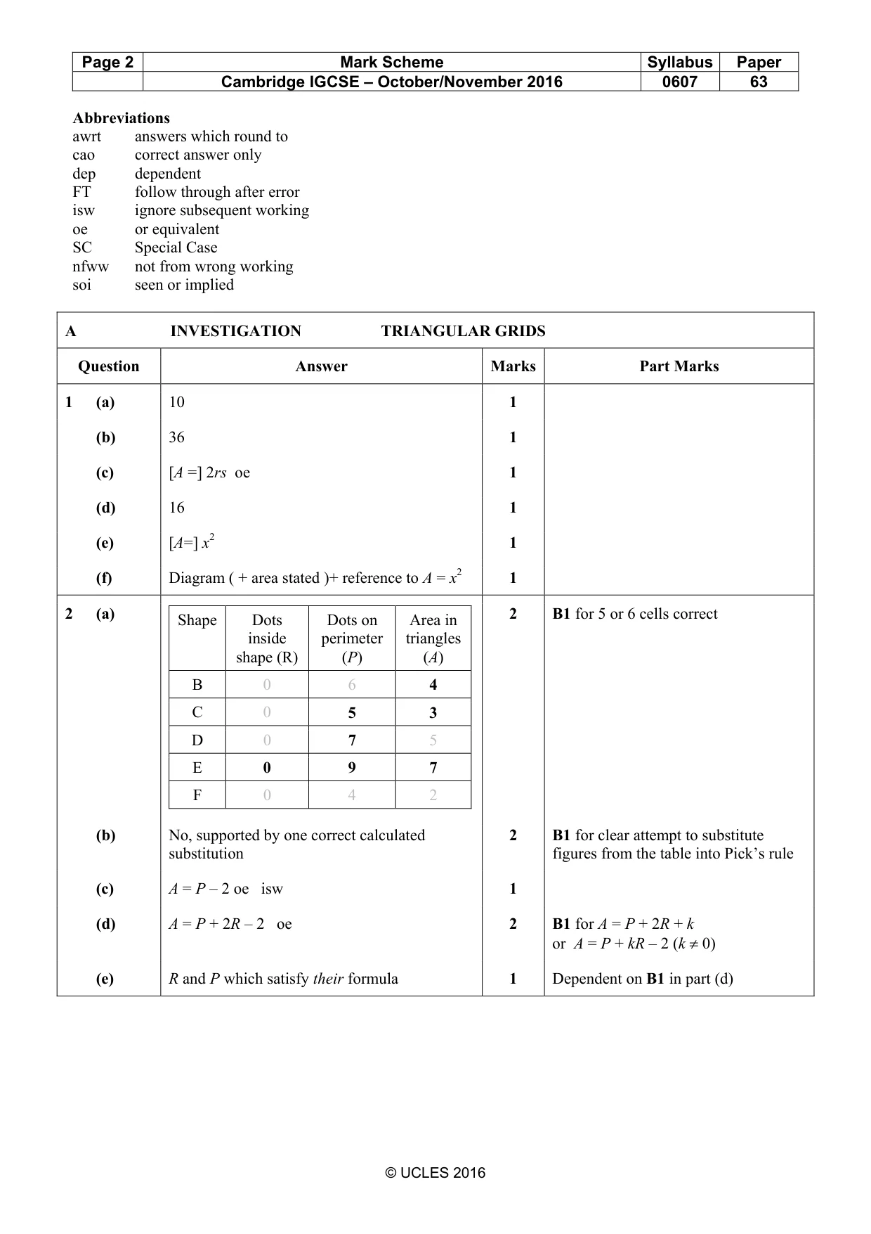 Mark scheme, page 2 of 4