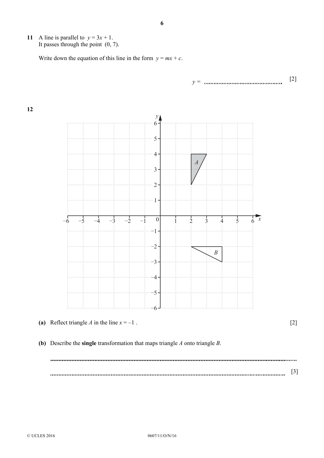 Cambridge IGCSE Mathematics - International 0607 2016 Oct/Nov Paper 1 · Variant 1 question paper, page 6 of 8