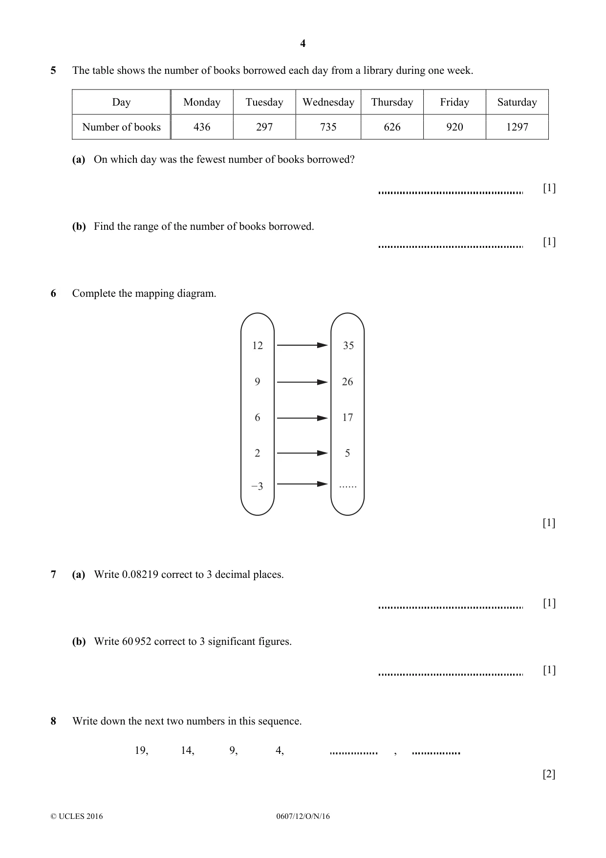 Cambridge IGCSE Mathematics - International 0607 2016 Oct/Nov Paper 1 · Variant 2 question paper, page 4 of 8