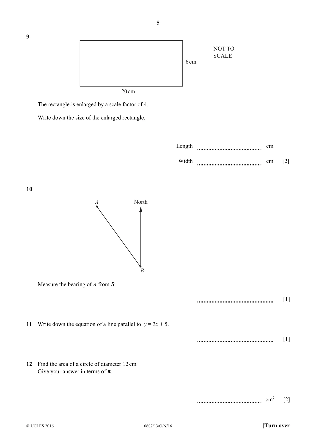 Cambridge IGCSE Mathematics - International 0607 2016 Oct/Nov Paper 1 · Variant 3 question paper, page 5 of 8