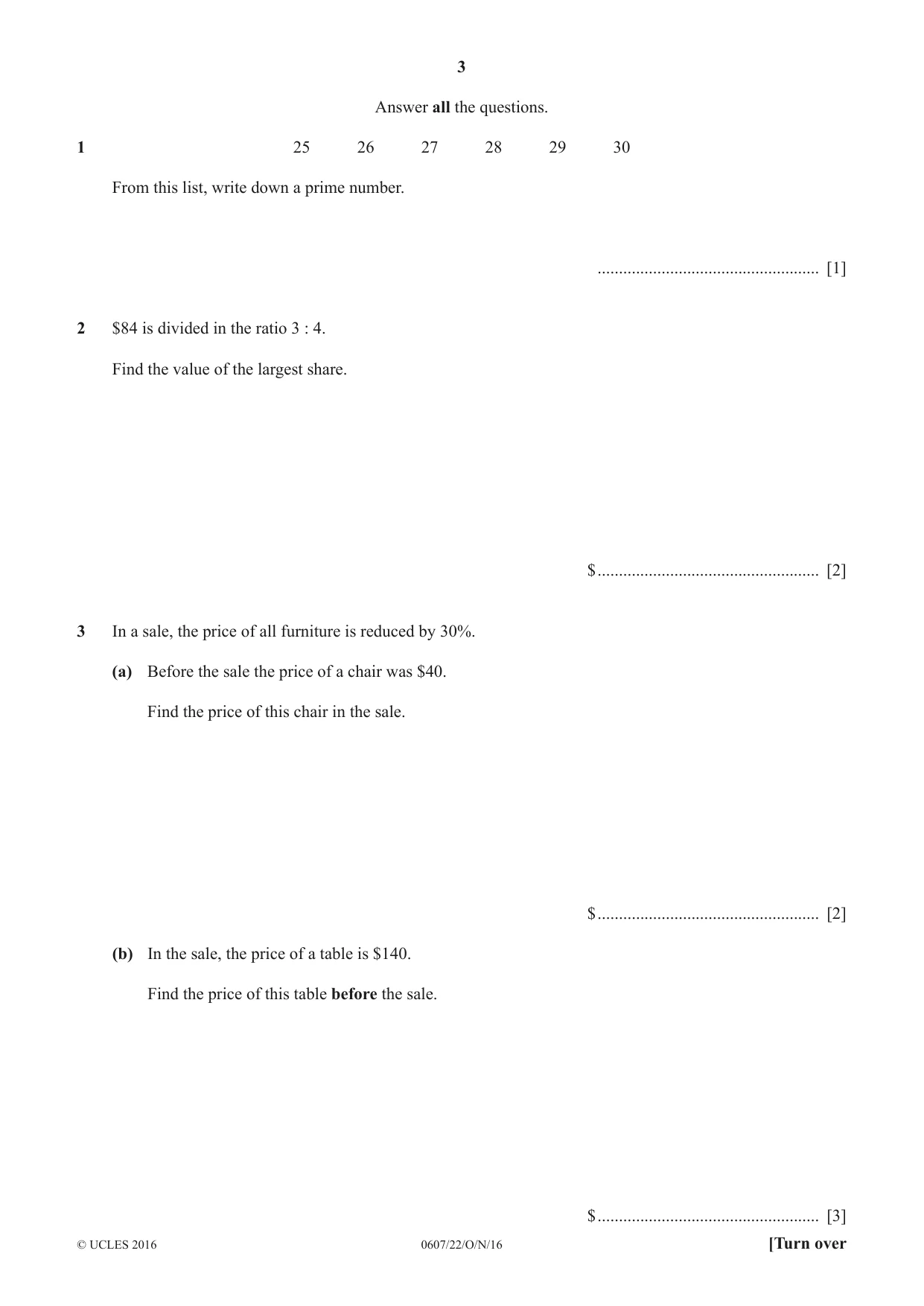 Cambridge IGCSE Mathematics - International 0607 2016 Oct/Nov Paper 2 · Variant 2 question paper, page 3 of 8