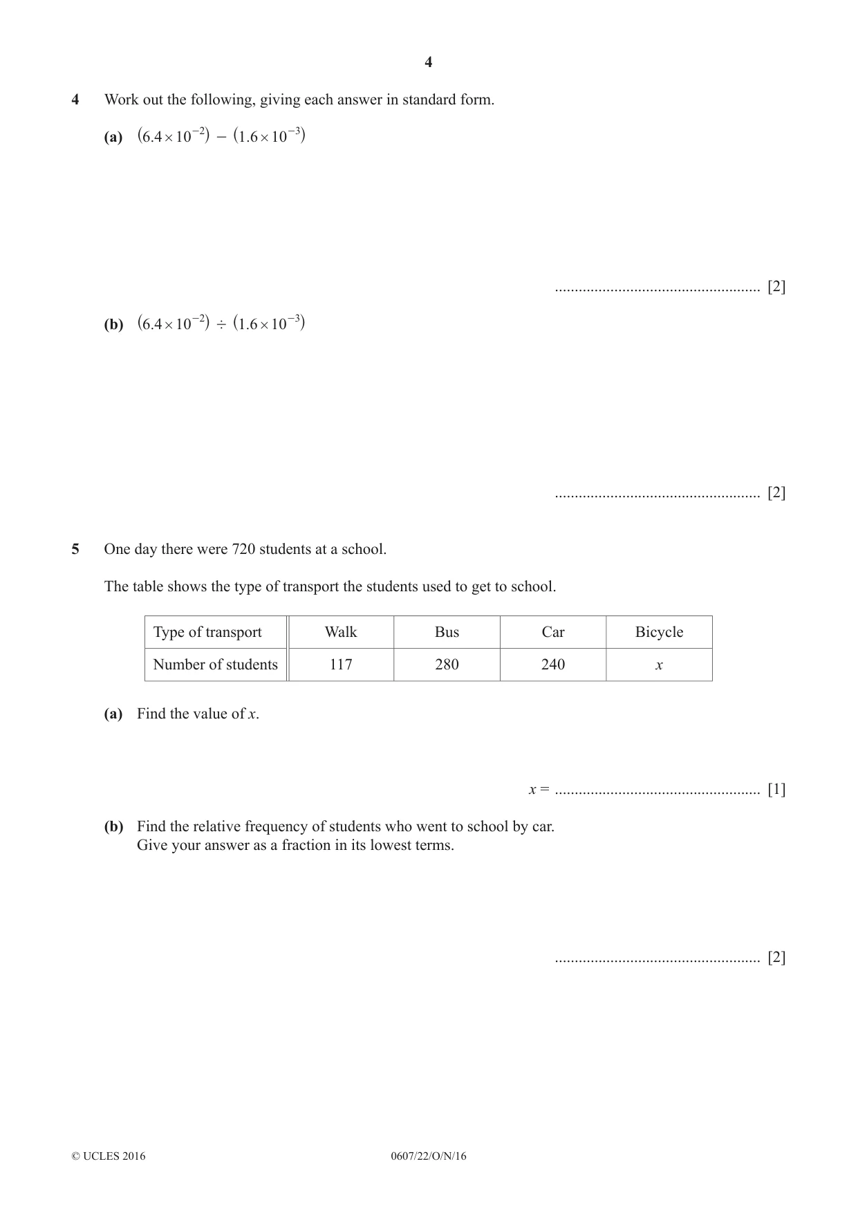 Cambridge IGCSE Mathematics - International 0607 2016 Oct/Nov Paper 2 · Variant 2 question paper, page 4 of 8