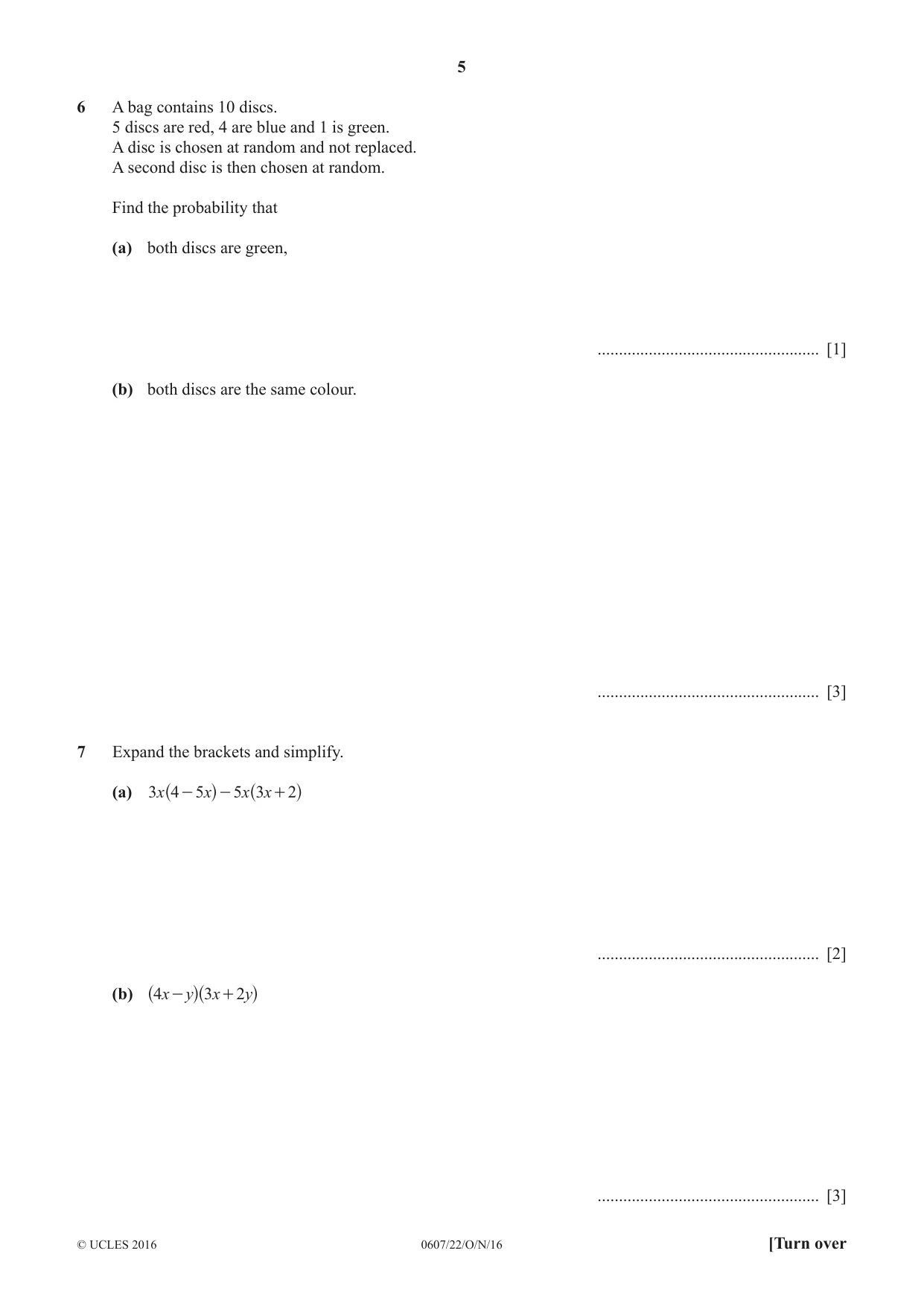 Cambridge IGCSE Mathematics - International 0607 2016 Oct/Nov Paper 2 · Variant 2 question paper, page 5 of 8