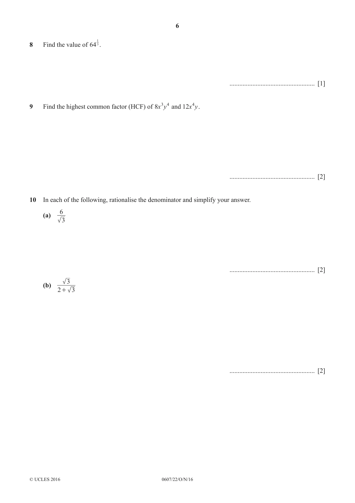 Cambridge IGCSE Mathematics - International 0607 2016 Oct/Nov Paper 2 · Variant 2 question paper, page 6 of 8