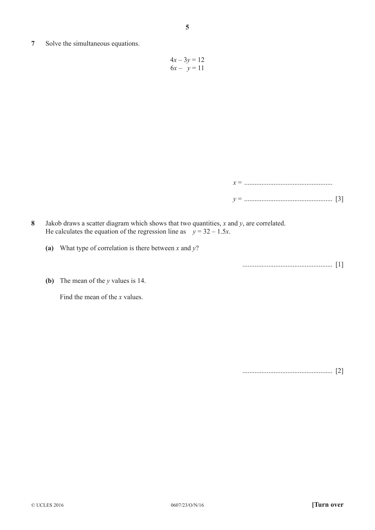 Cambridge IGCSE Mathematics - International 0607 2016 Oct/Nov Paper 2 · Variant 3 question paper, page 5 of 8