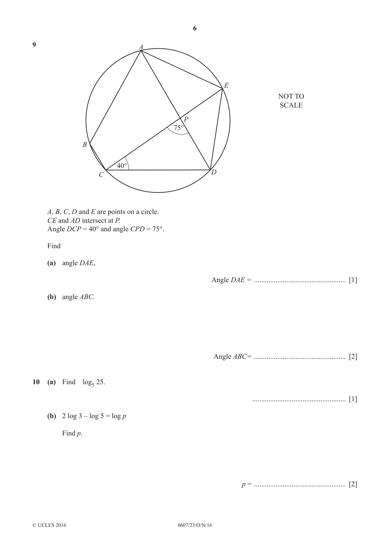 Cambridge IGCSE Mathematics - International 0607 2016 Oct/Nov Paper 2 · Variant 3 question paper, page 6 of 8