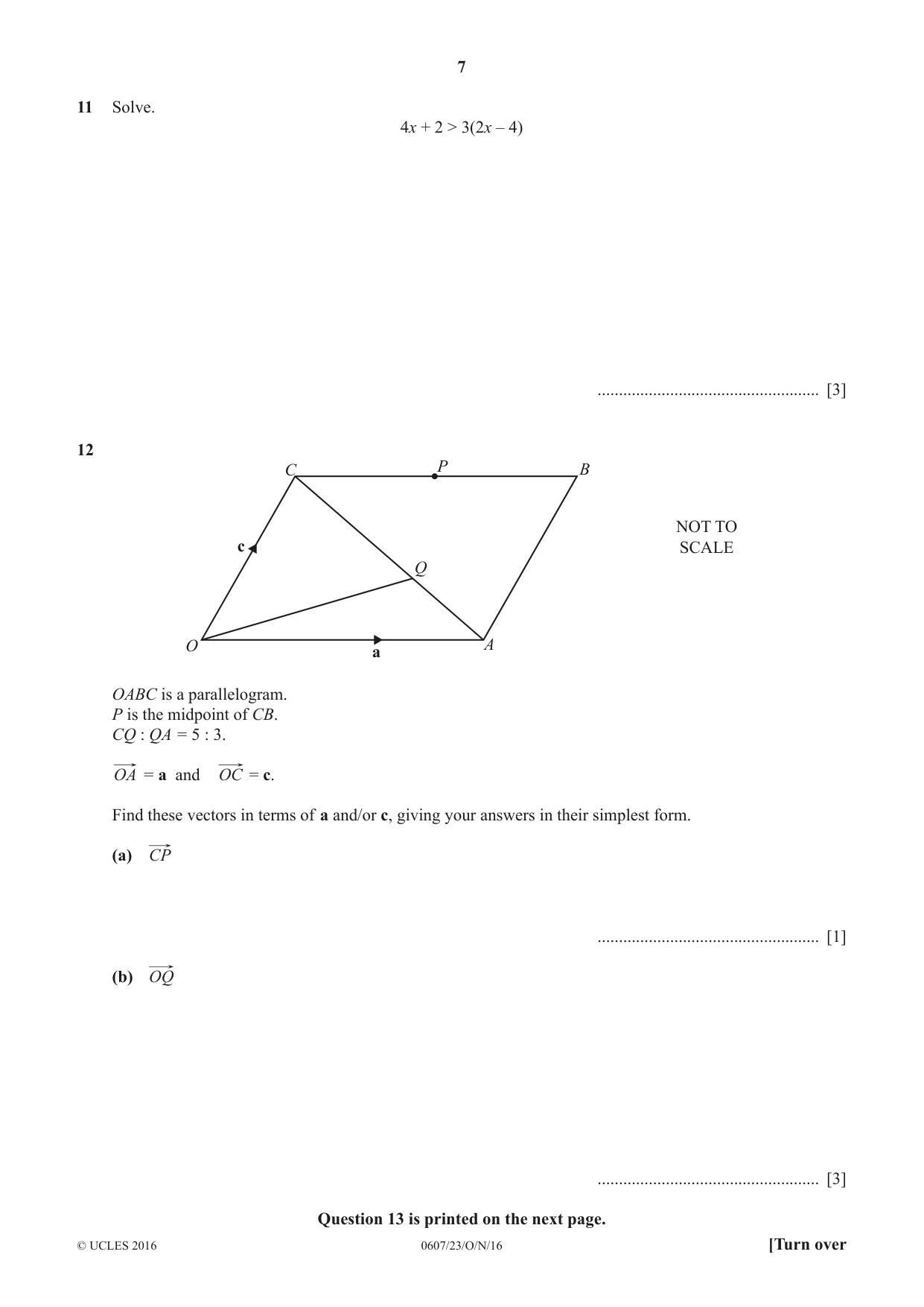 Cambridge IGCSE Mathematics - International 0607 2016 Oct/Nov Paper 2 · Variant 3 question paper, page 7 of 8