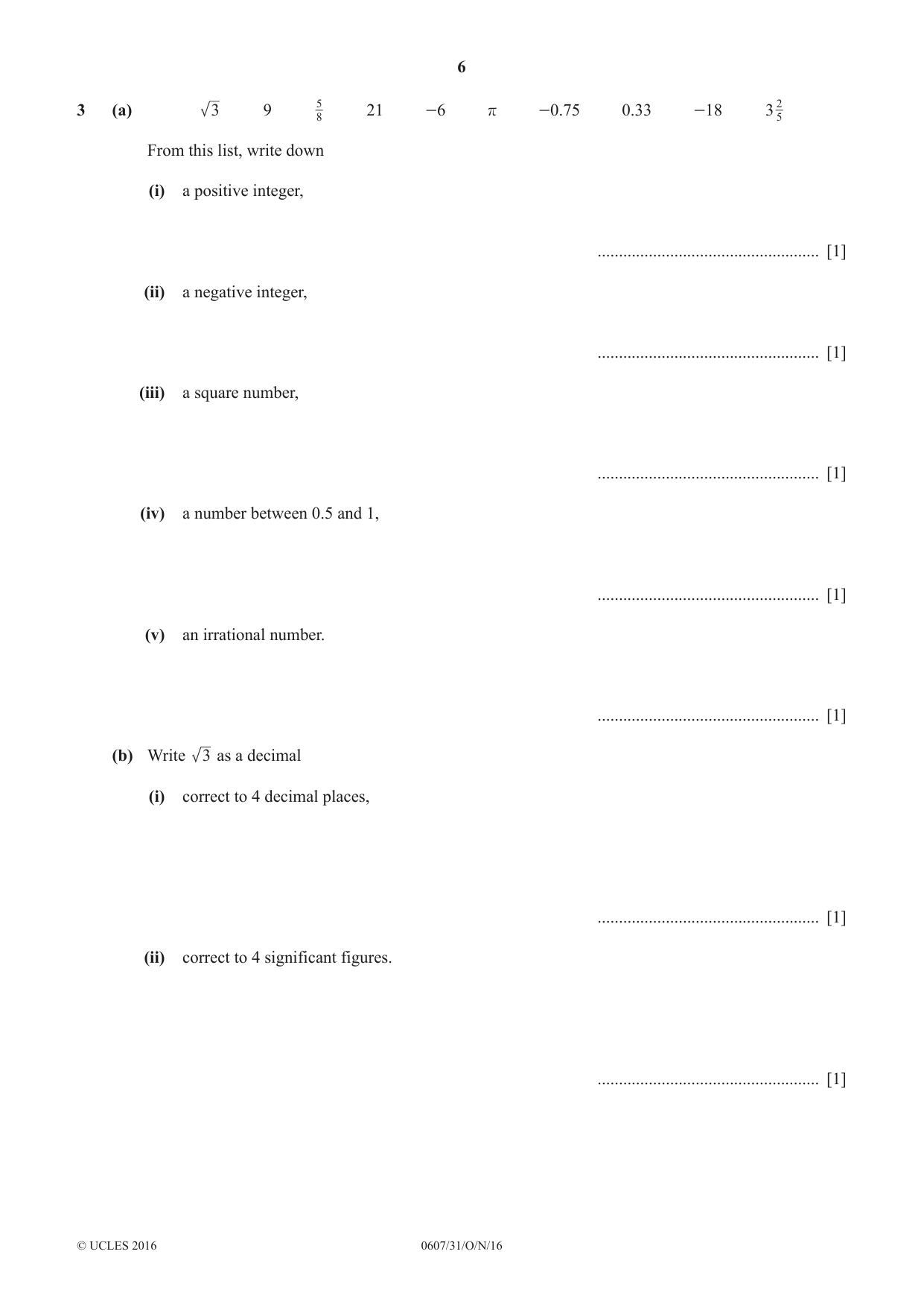 Cambridge IGCSE Mathematics - International 0607 2016 Oct/Nov Paper 3 · Variant 1 question paper, page 6 of 16