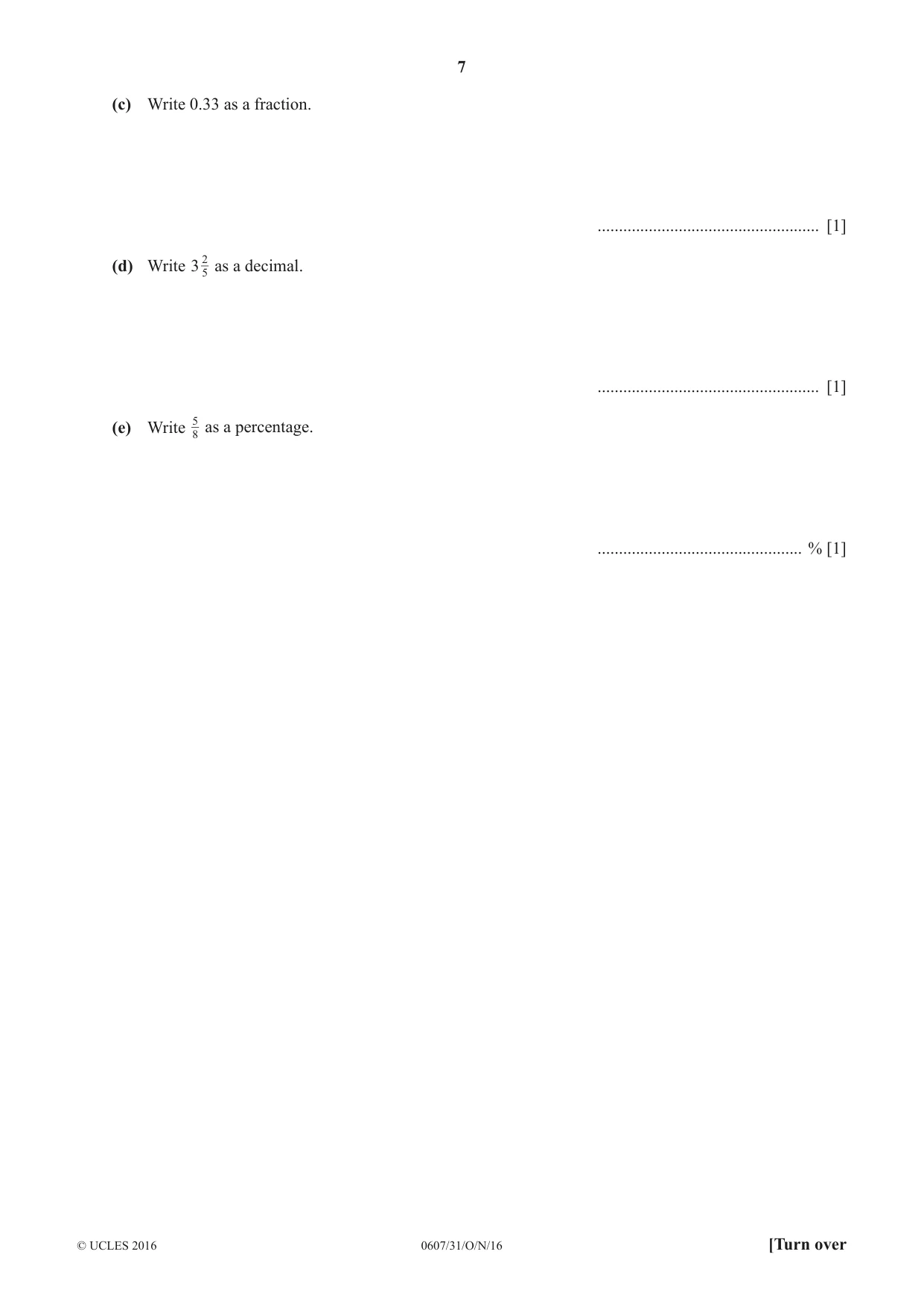 Cambridge IGCSE Mathematics - International 0607 2016 Oct/Nov Paper 3 · Variant 1 question paper, page 7 of 16