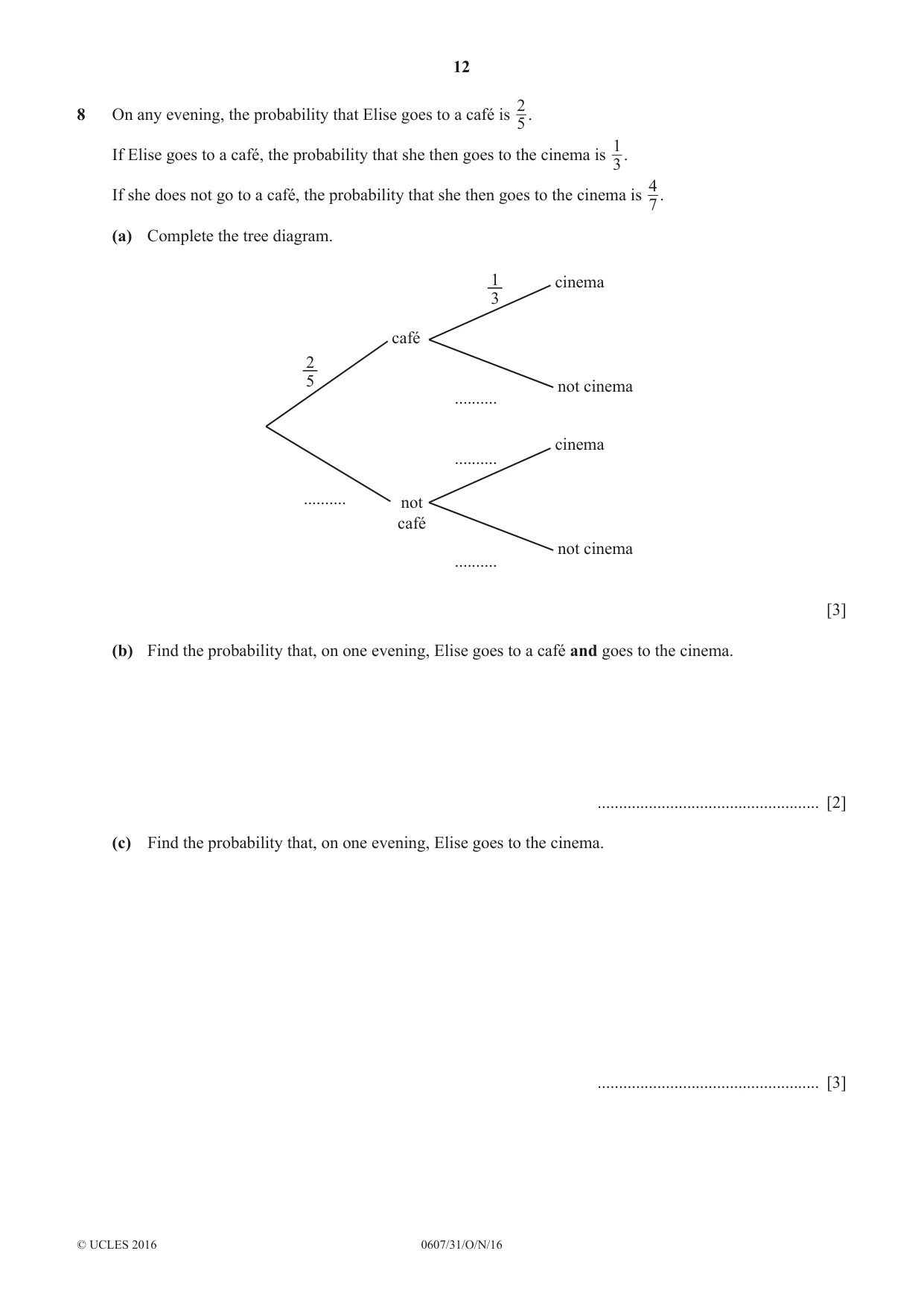 Cambridge IGCSE Mathematics - International 0607 2016 Oct/Nov Paper 3 · Variant 1 question paper, page 12 of 16
