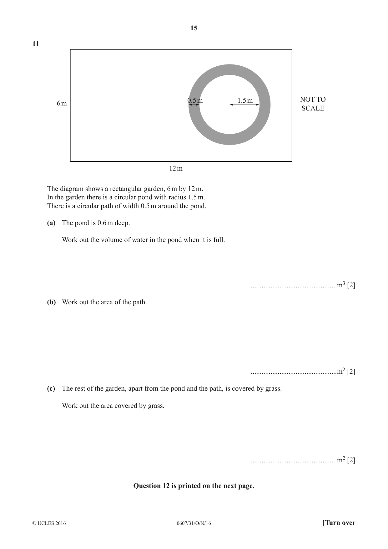 Cambridge IGCSE Mathematics - International 0607 2016 Oct/Nov Paper 3 · Variant 1 question paper, page 15 of 16
