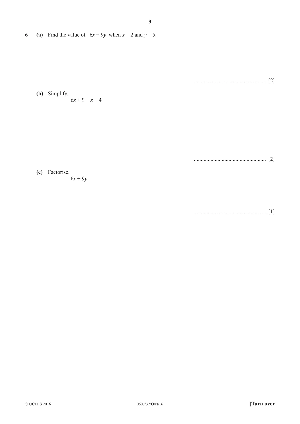 Cambridge IGCSE Mathematics - International 0607 2016 Oct/Nov Paper 3 · Variant 2 question paper, page 9 of 20