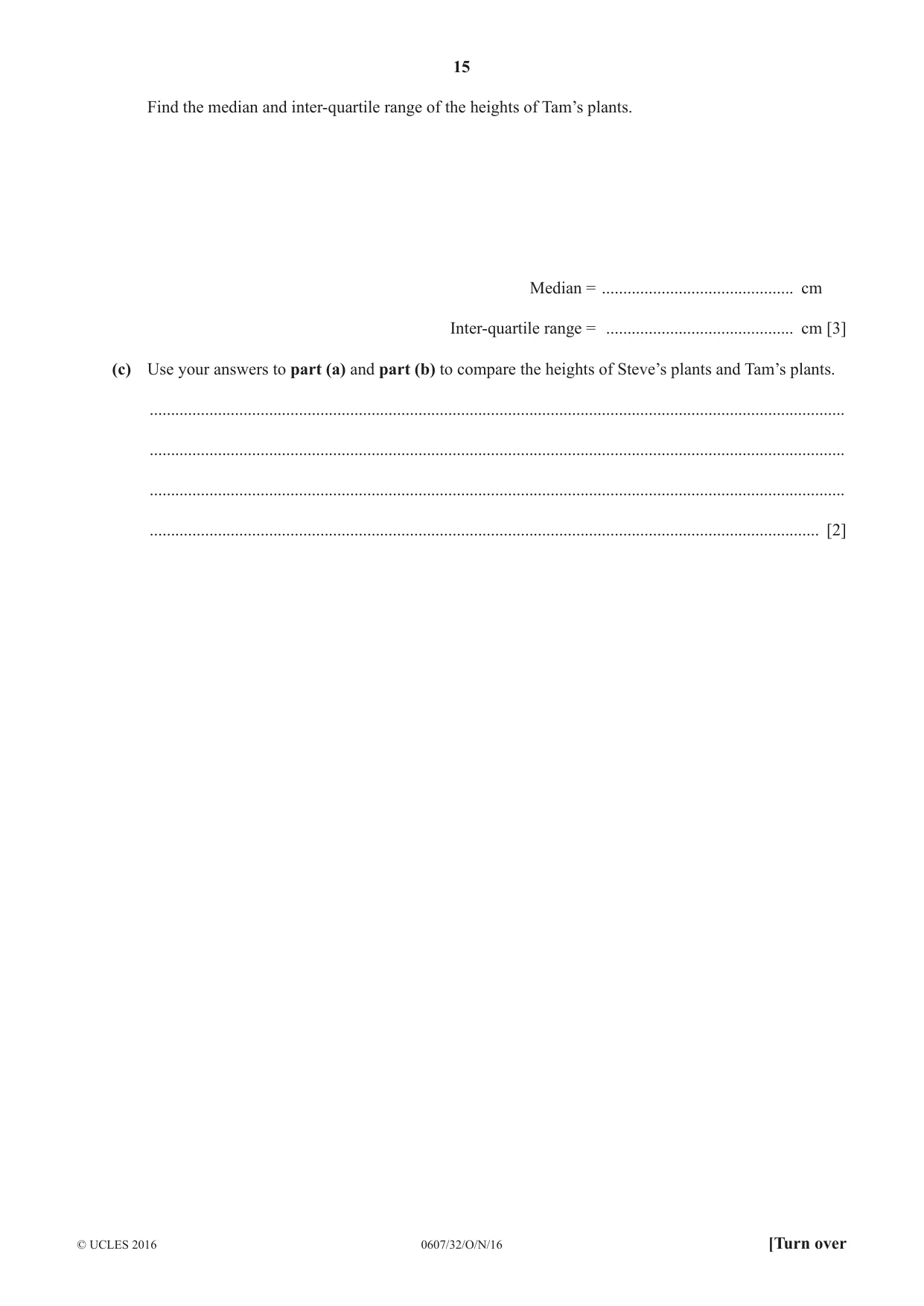 Cambridge IGCSE Mathematics - International 0607 2016 Oct/Nov Paper 3 · Variant 2 question paper, page 15 of 20