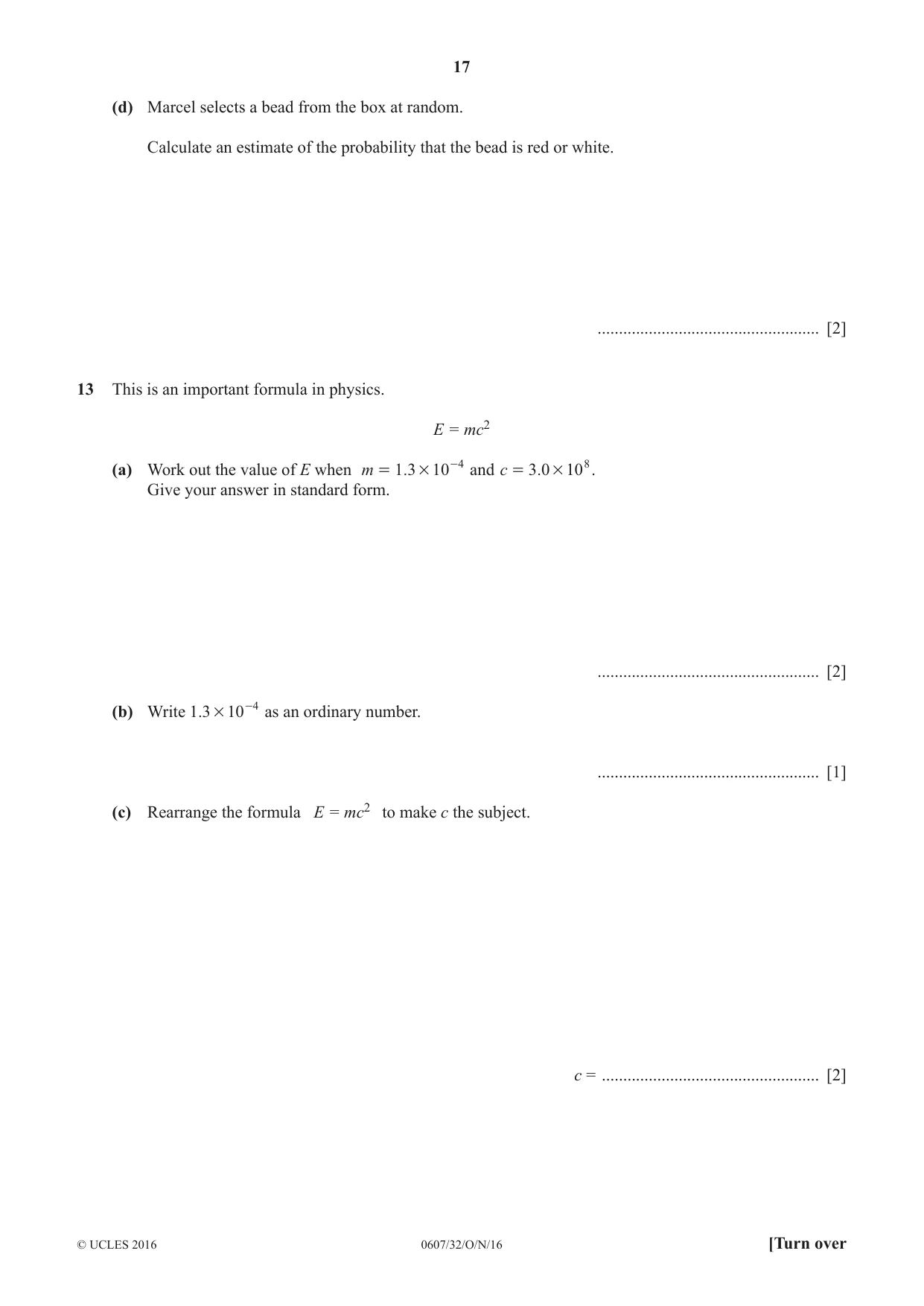 Cambridge IGCSE Mathematics - International 0607 2016 Oct/Nov Paper 3 · Variant 2 question paper, page 17 of 20