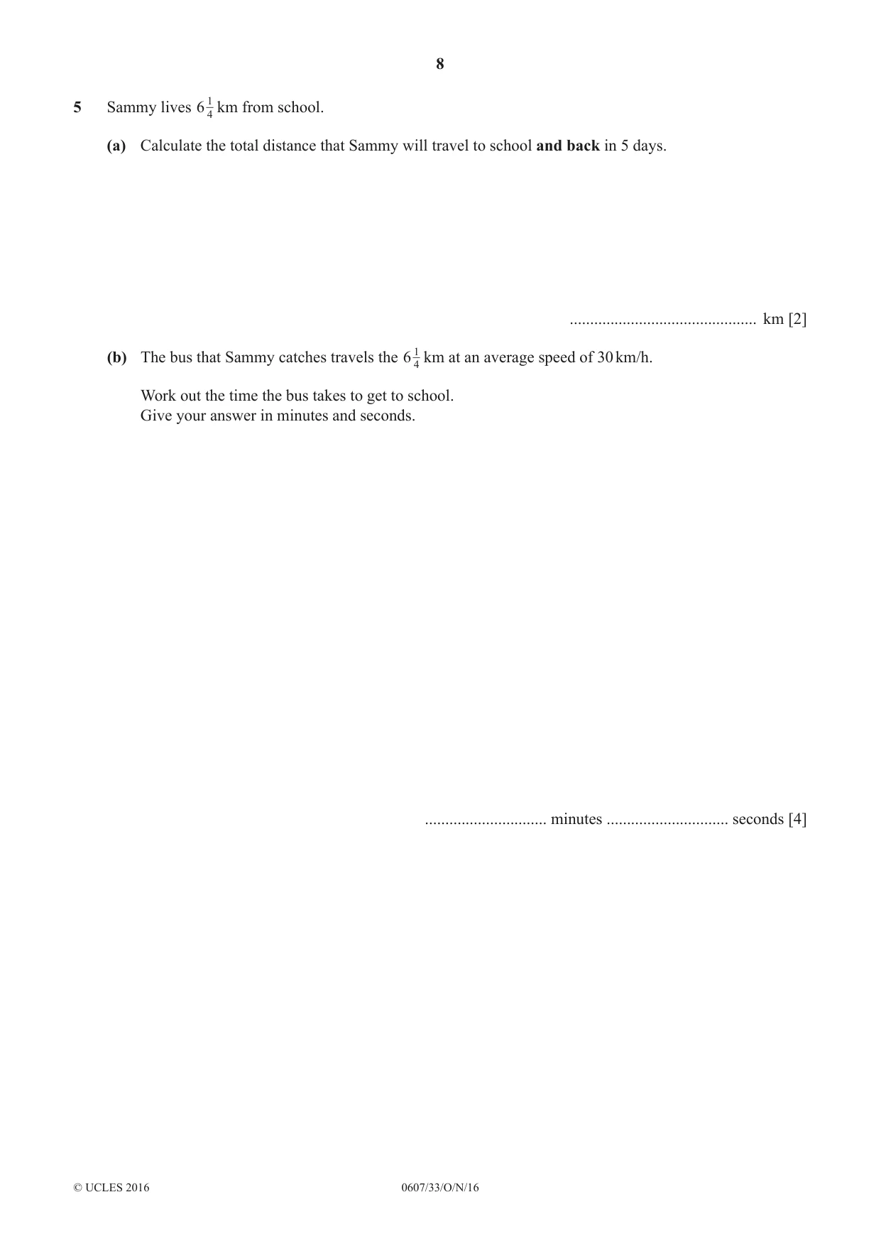 Cambridge IGCSE Mathematics - International 0607 2016 Oct/Nov Paper 3 · Variant 3 question paper, page 8 of 20