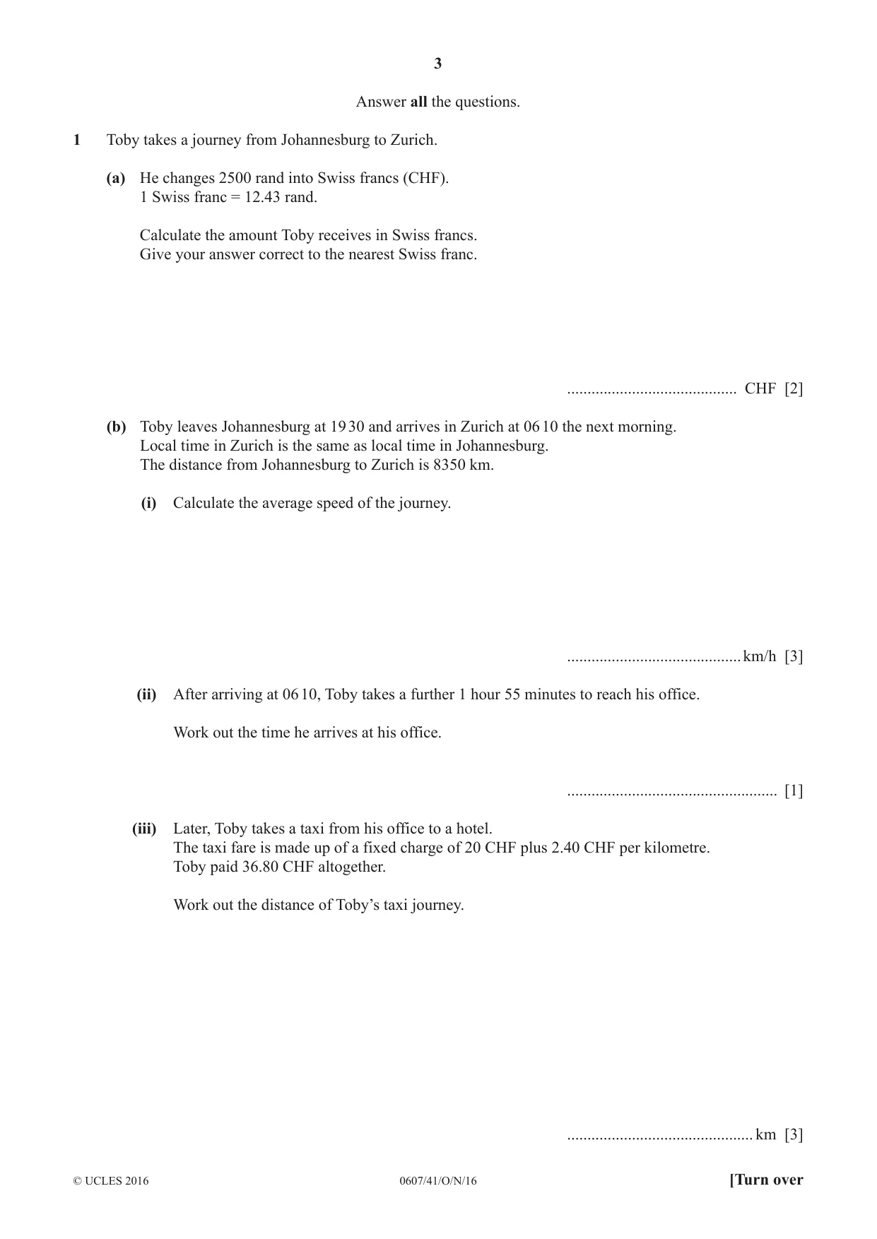 Cambridge IGCSE Mathematics - International 0607 2016 Oct/Nov Paper 4 · Variant 1 question paper, page 3 of 20