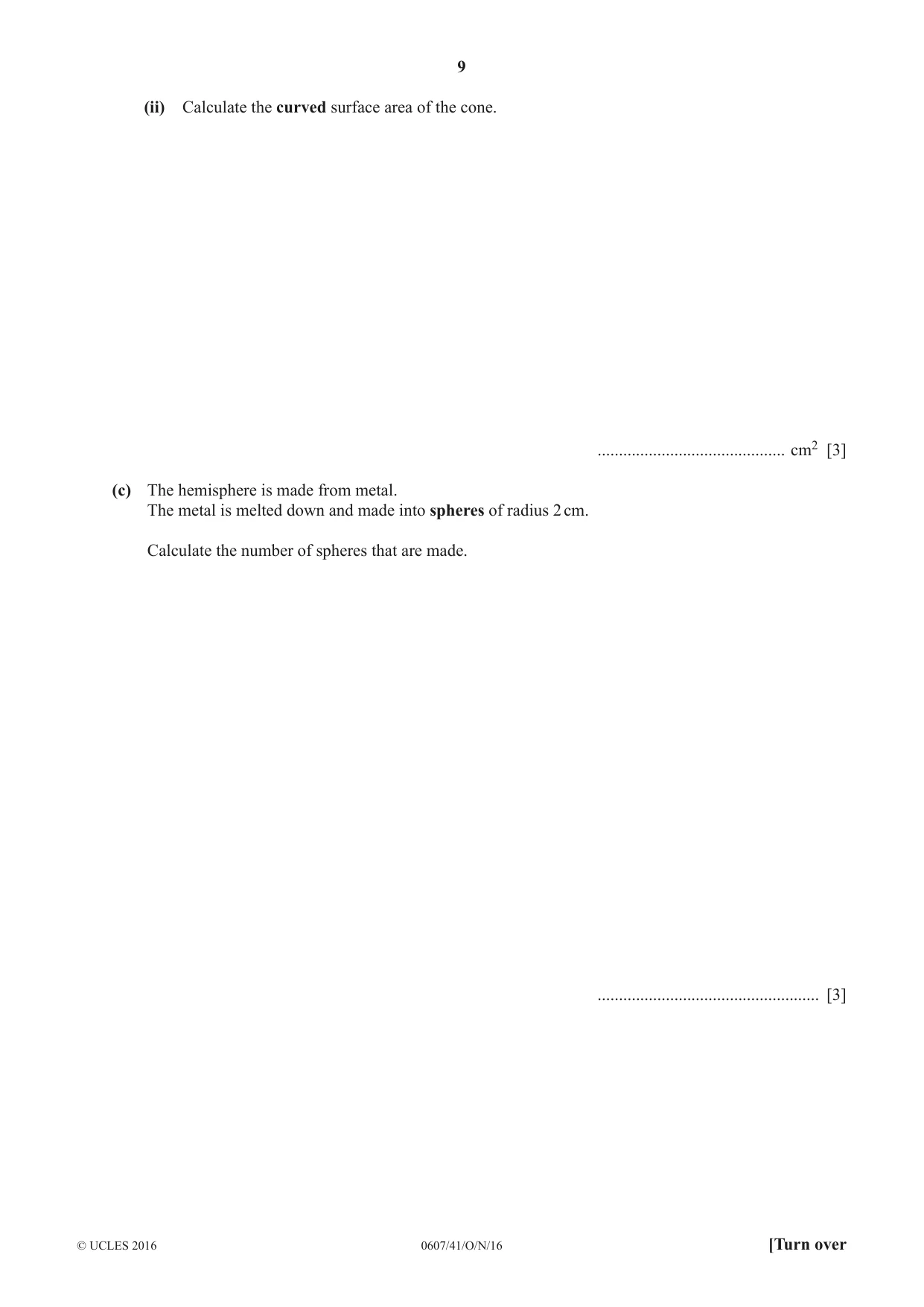 Cambridge IGCSE Mathematics - International 0607 2016 Oct/Nov Paper 4 · Variant 1 question paper, page 9 of 20